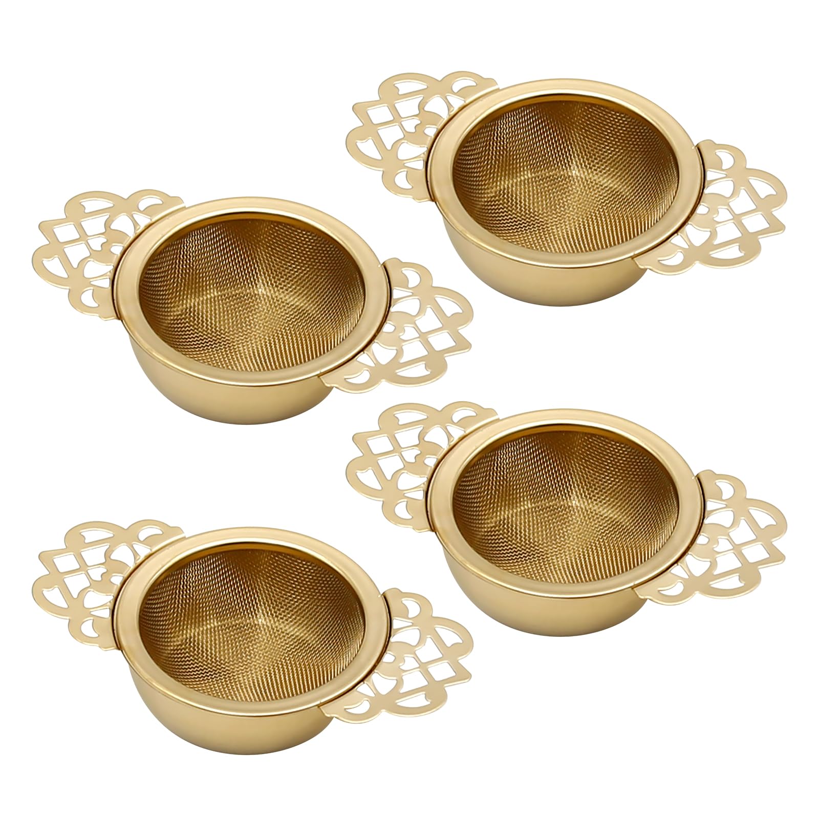 Aynaxcol 304 Stainless Steel Tea Drain Strainer Tea Filter Mesh Tea Drip Bowls Teapot Strainer With Petal Handles Tea Divider, P