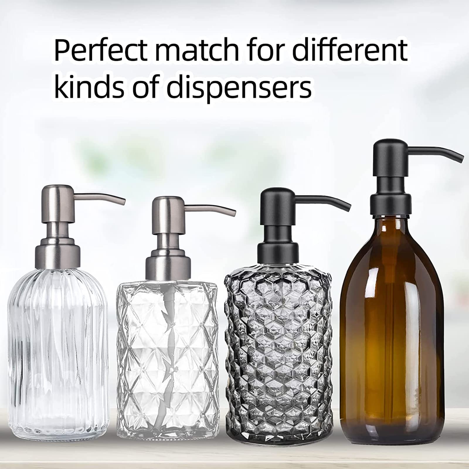 Easy Tang Durable 304 Rust Proof Stainless Steel Pump Head, Kitchen Soap Dispenser Pump Replacement For Regular Mouth Bottle (Bl