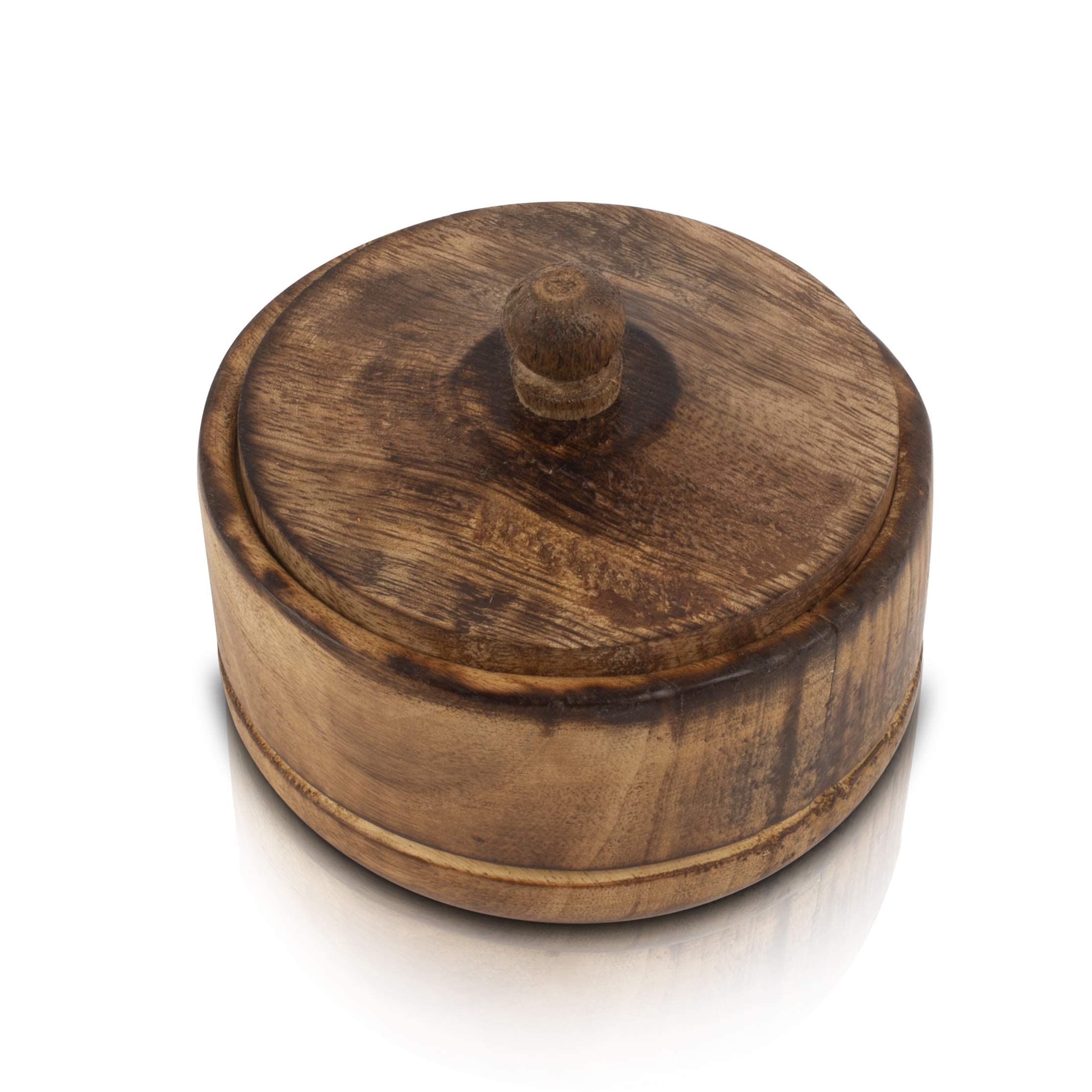 Decorative Rustic Wooden Sugar Bowl With Lid Wide Mouth Candy Treat Jar Spice Jar Holder Condiment Nuts Serving Bowl Pot Salt Sp