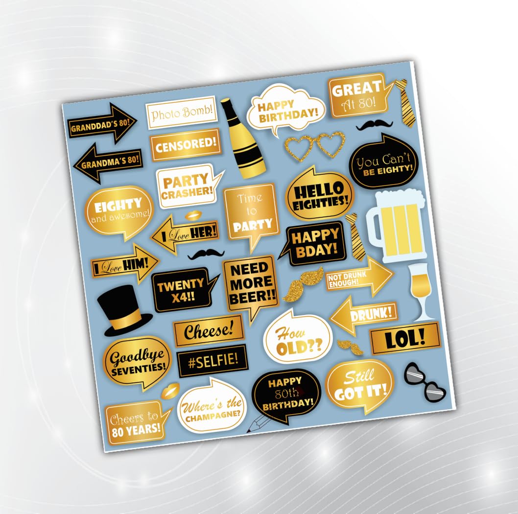 PartyStuff Birthday Theme Props  80th Birthday Props (27 Cards)