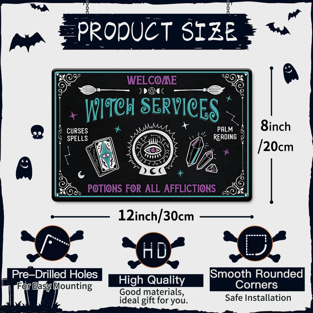 Witch Service Witch Potion Tin Metal Sign  Wall Art Plaque Witch Sign Decorations