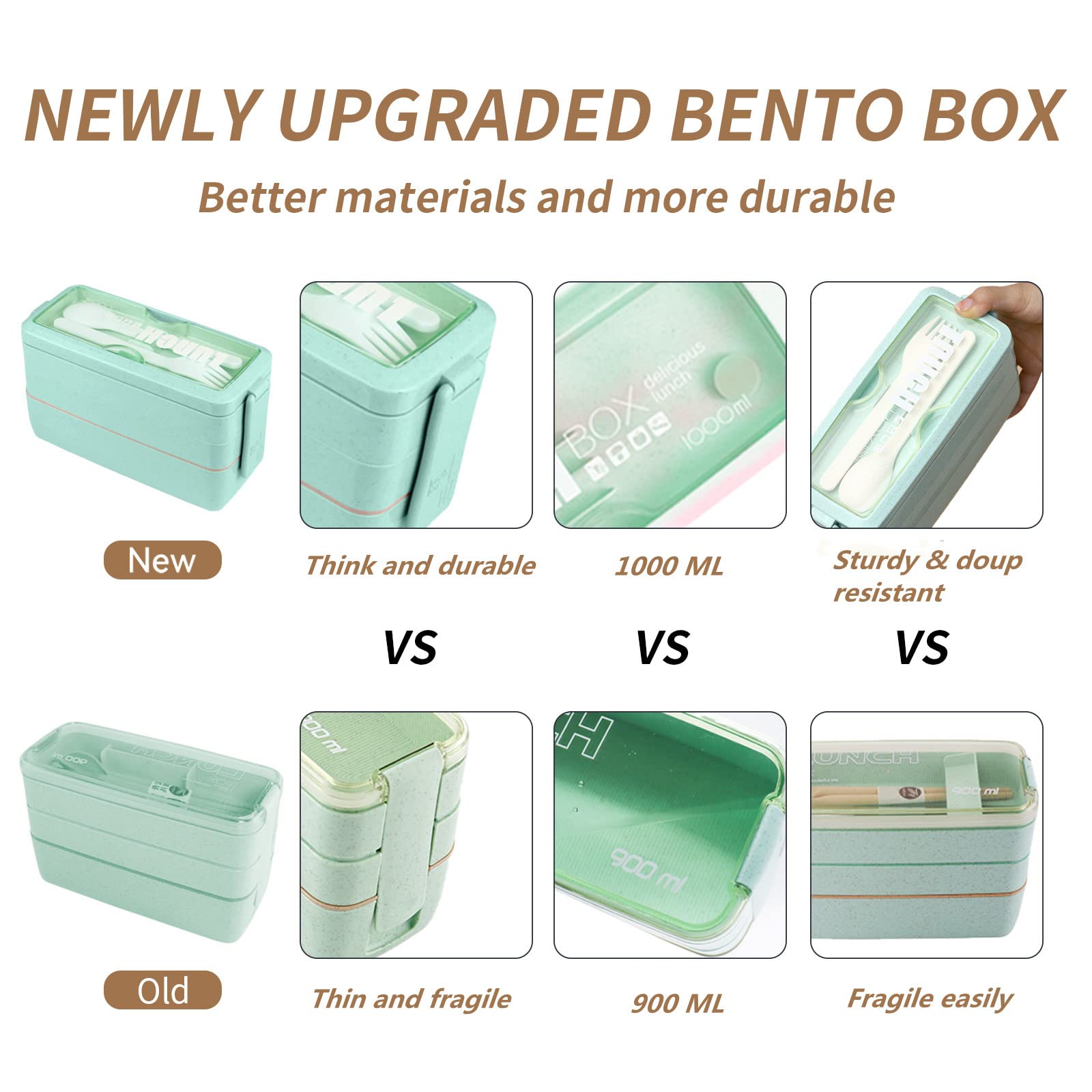 Dearhomie 30 Pcs Bento Box Upgrade Japanese Lunch Box Kit,3 Layer Stackable Leakproof Containers With Accessories,Wheat Straw Be