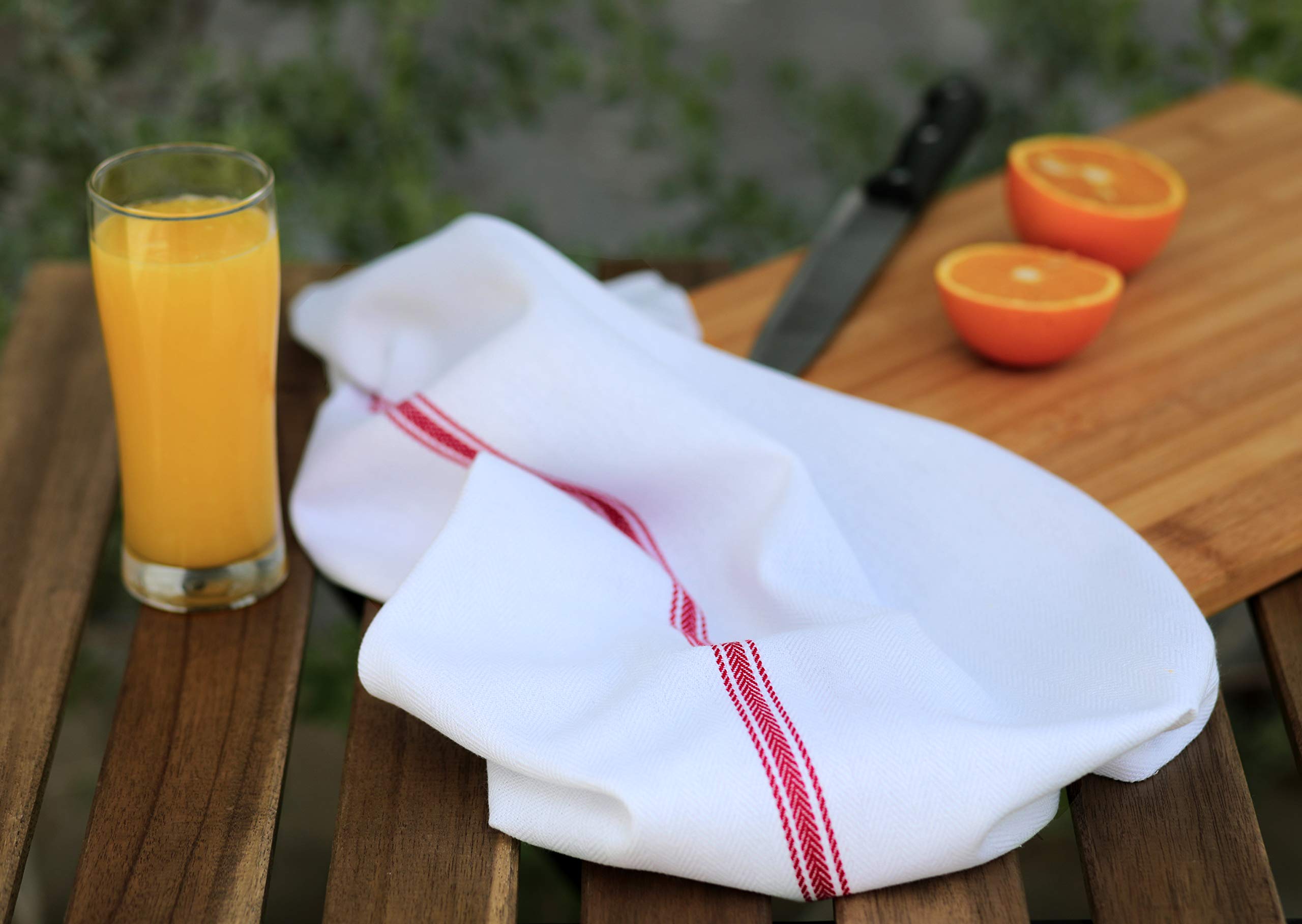 Amour Infini Herringbone Weave Kitchen Towels | Set Of 12 | 28 X 16 Inches | 100% Ring Spun Cotton Dish Towels | Ultra Soft And