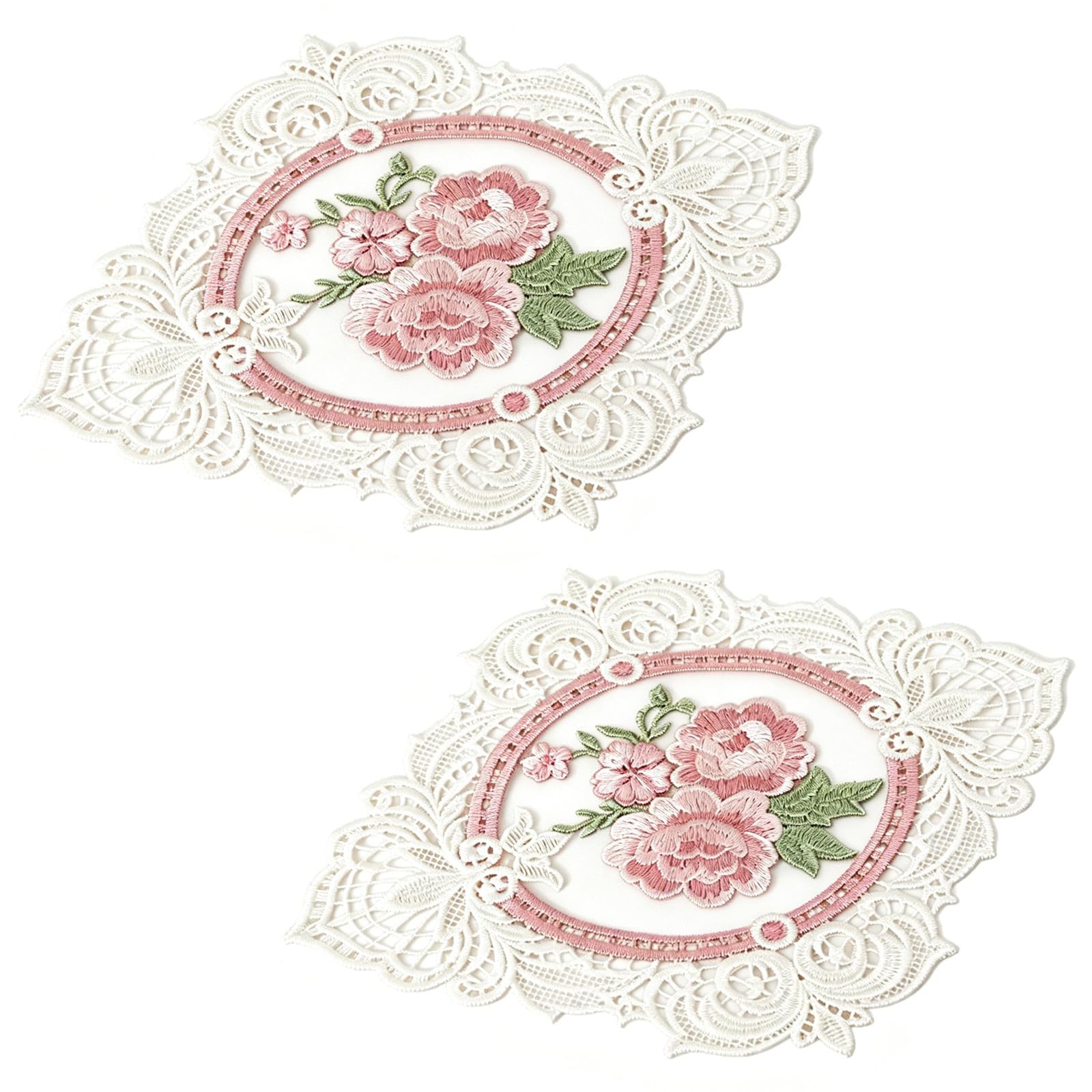 BharatBazaar Lace Table Cloth, Side Table Cover, 2Piece Set