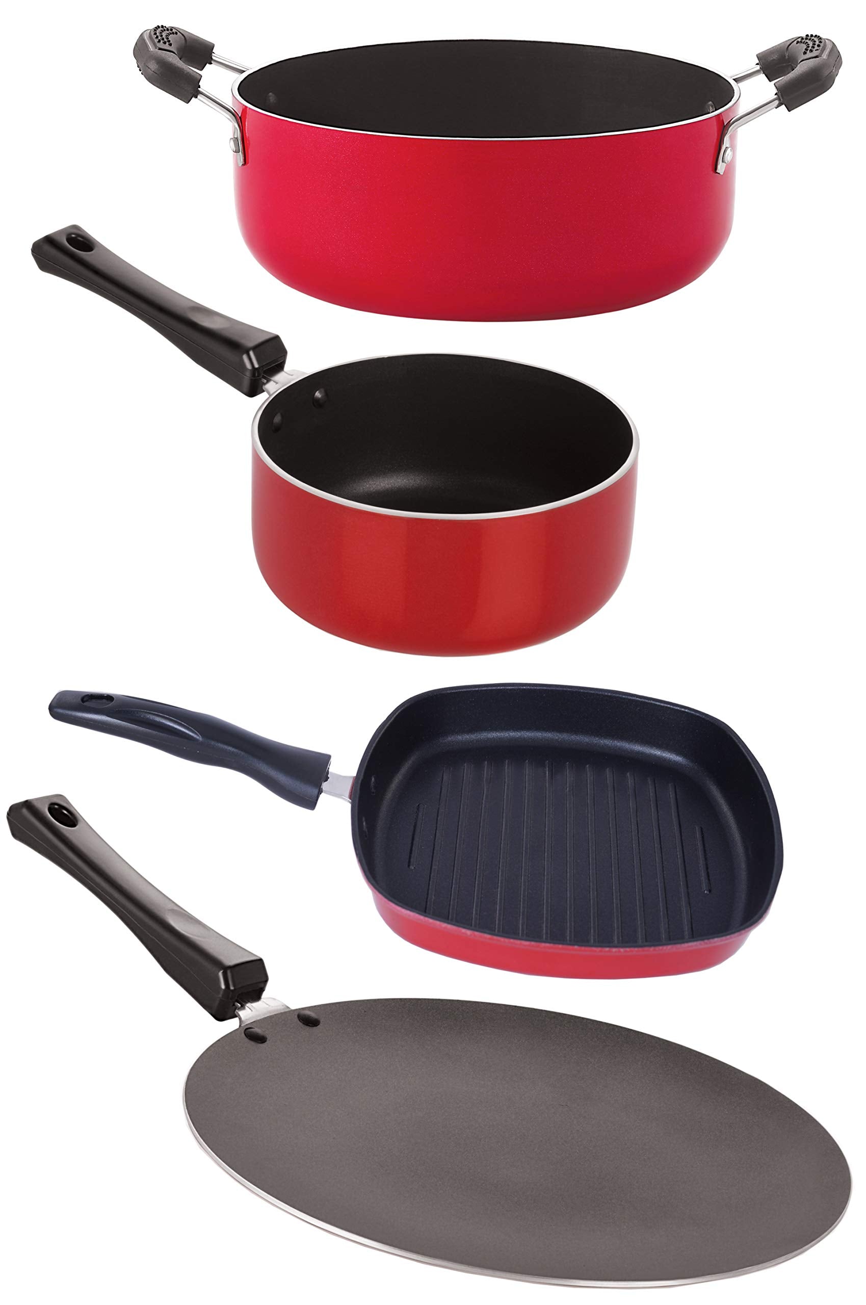 Nirlon NonStick Coated Aluminium Pfoa Free Kitchenware Essential Combo Set (Ct12_Sp(M)_Gp22.5_Cs24)