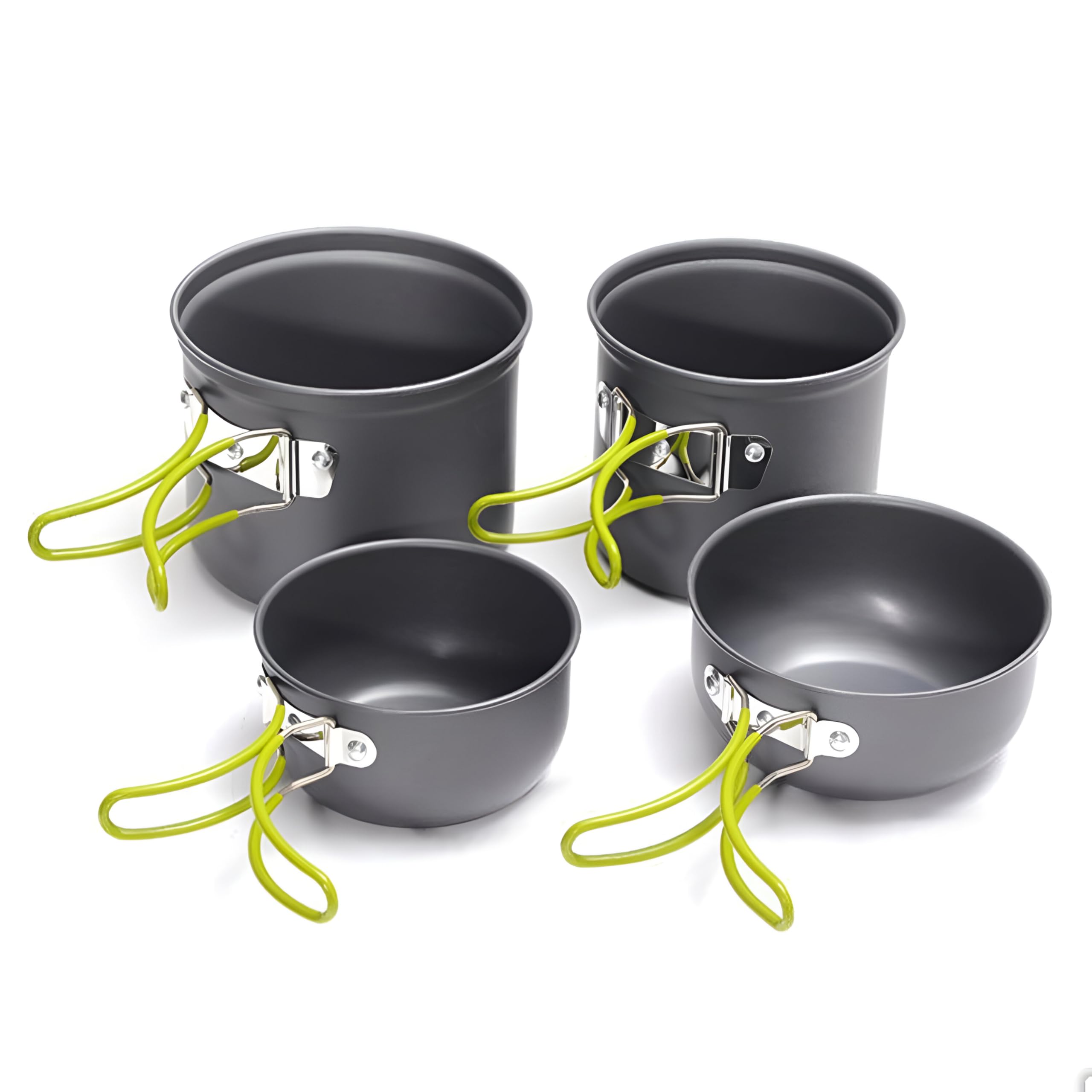 Amazon Brand  Symactive NonStick Outdoor Cookware Utensils Set 4 Pot Bowl Pan Kit For Camping Trekking And Hiking (Pack Of 1)