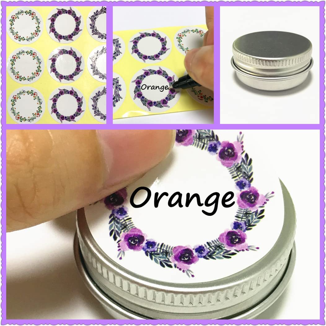 Joywee Aluminum Tin Jars, Cosmetic Sample Metal Tins Empty Container Bulk, Round Pot Screw Cap Lid, Small Ounce For Candle, Lip