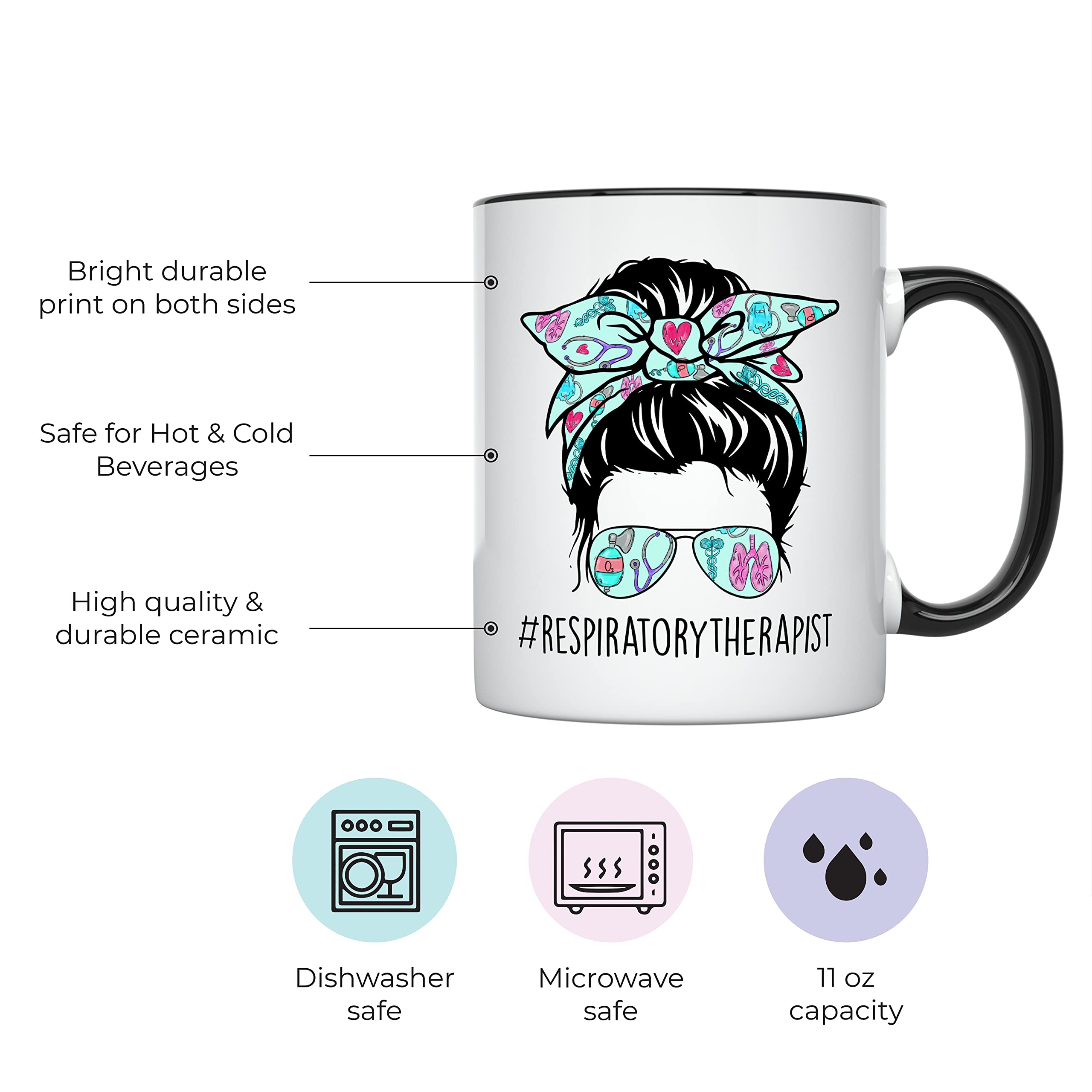 YouNique Designs Respiratory Therapist Life Mug for Women, 11 Ounces, Respiratory Therapy Coffee Mug, RT Cup, Mug for Respirator