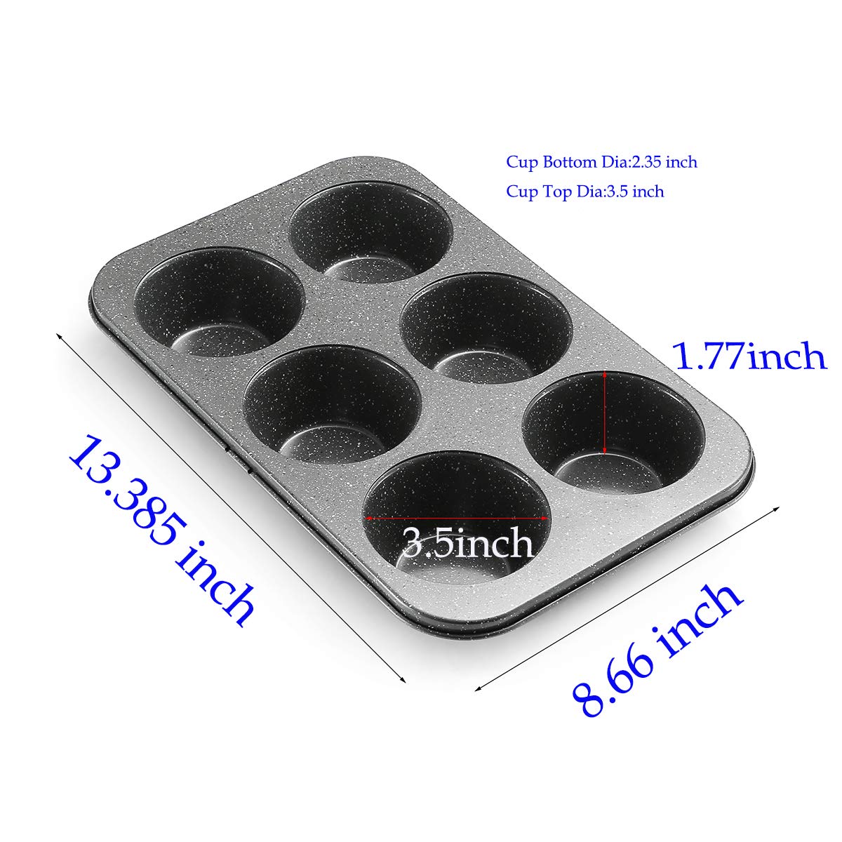 Monfish Large Muffin Pan Jumbo Cupcake Tin Grey Stone Finish Non Sticking 3.5X1.75 Inch Cup