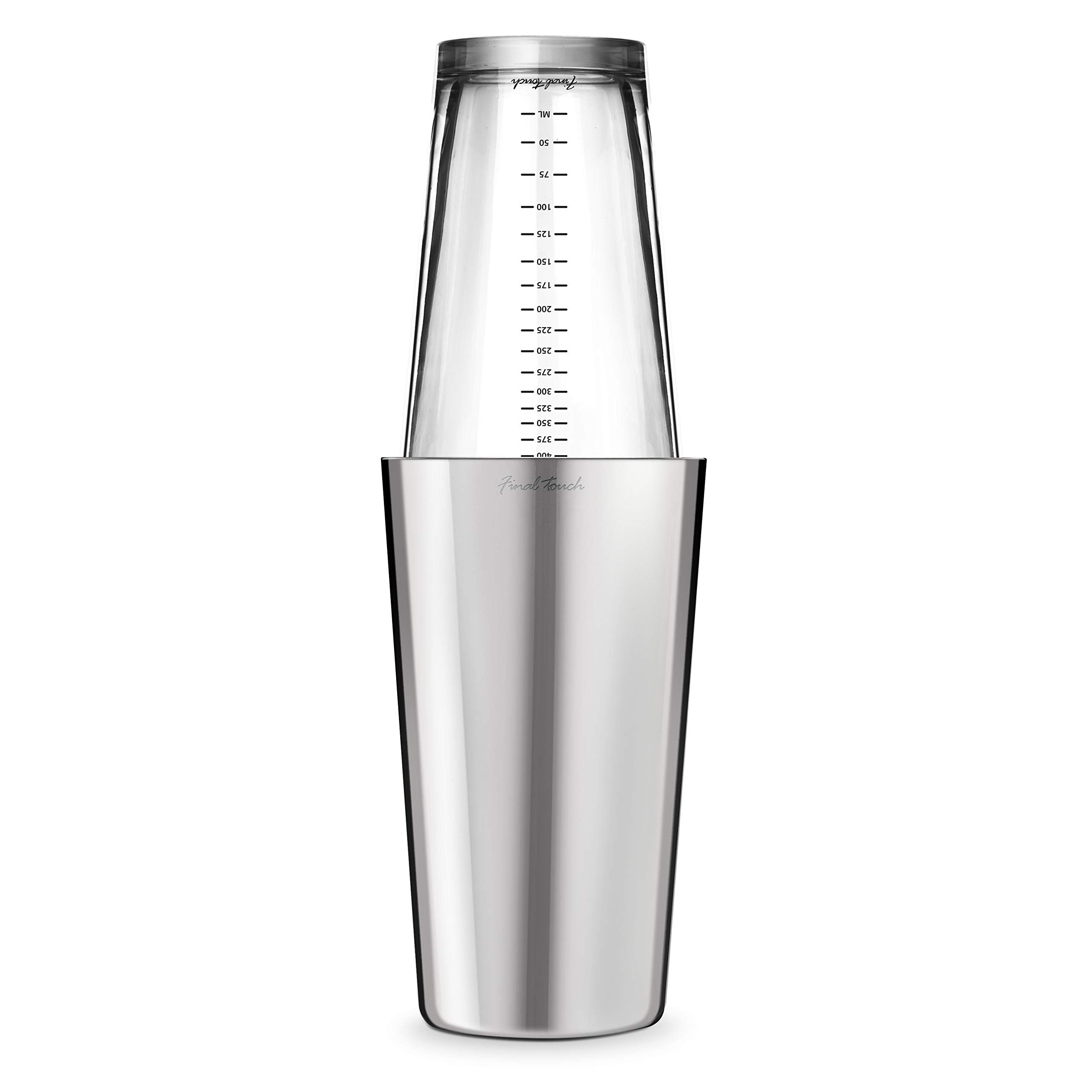 Final Touch Double Wall Boston Shaker With Silicone Seal And Ounce/Milliliter Measurements (Fta1852)