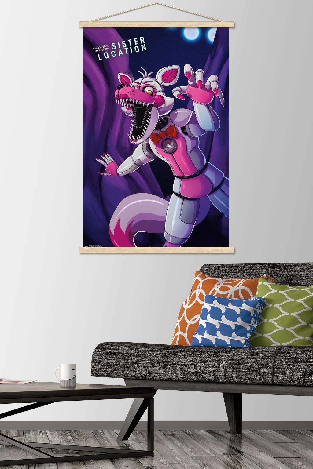Trends International Five Nights At Freddy'S: Sister Location - Funtime Foxy Wall Poster, 22.375'' X 34'', Print And Beechwood H