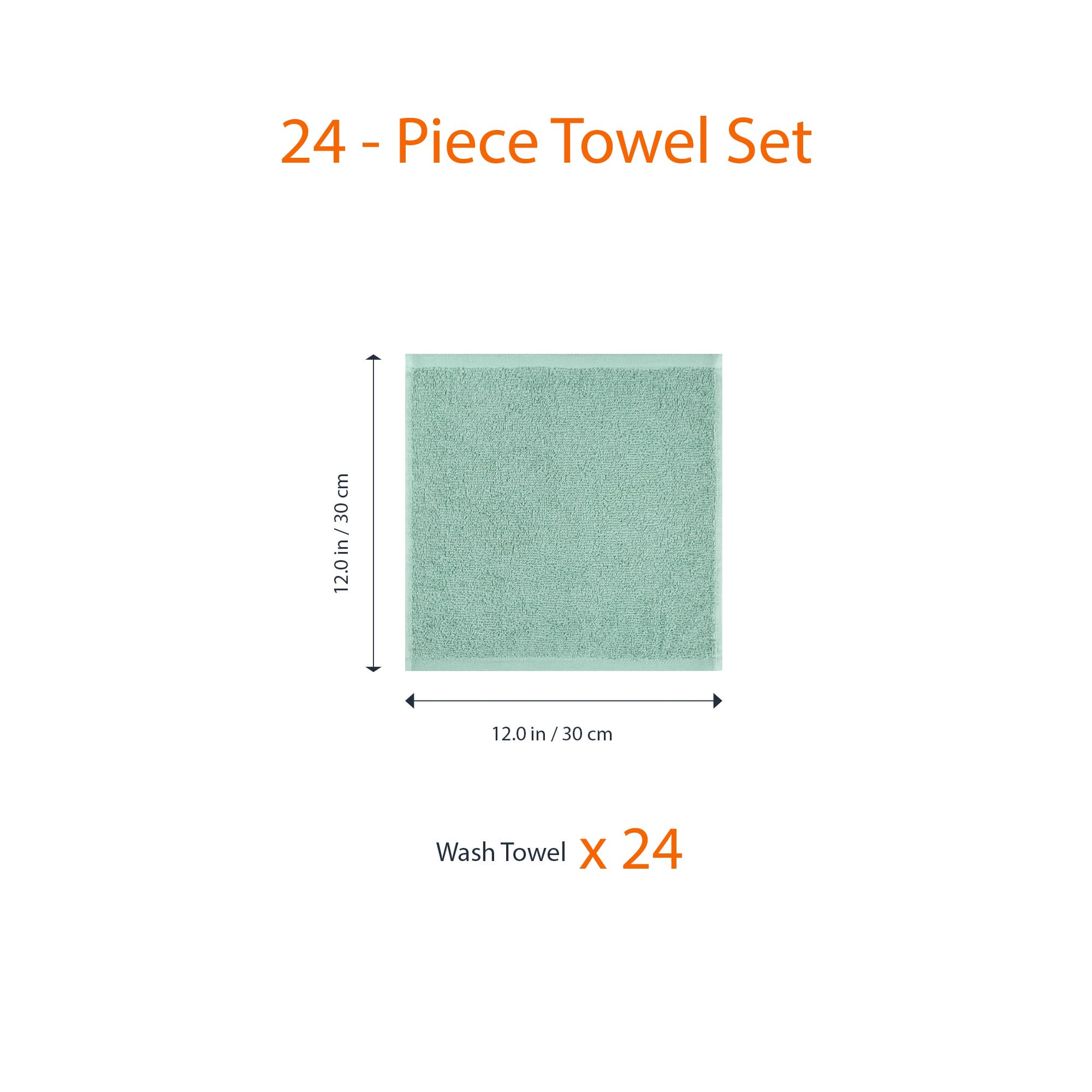 Amazon Basics Fast Drying  Extra Absorbent  Terry Cotton Washcloth  12 x 12 Inch  Seafoam Green - Pack of 24