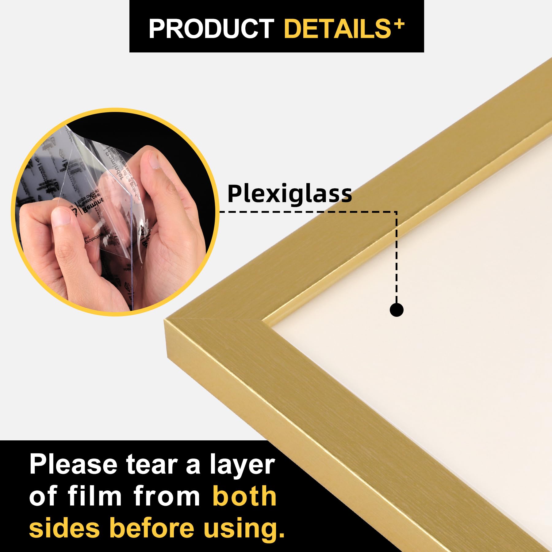 TOFOREVO Picture Frames 8x8 Set of 2 Distressed Gold Wood Grain Photo Frame for Gallery Wall Mounting or Tabletop Display