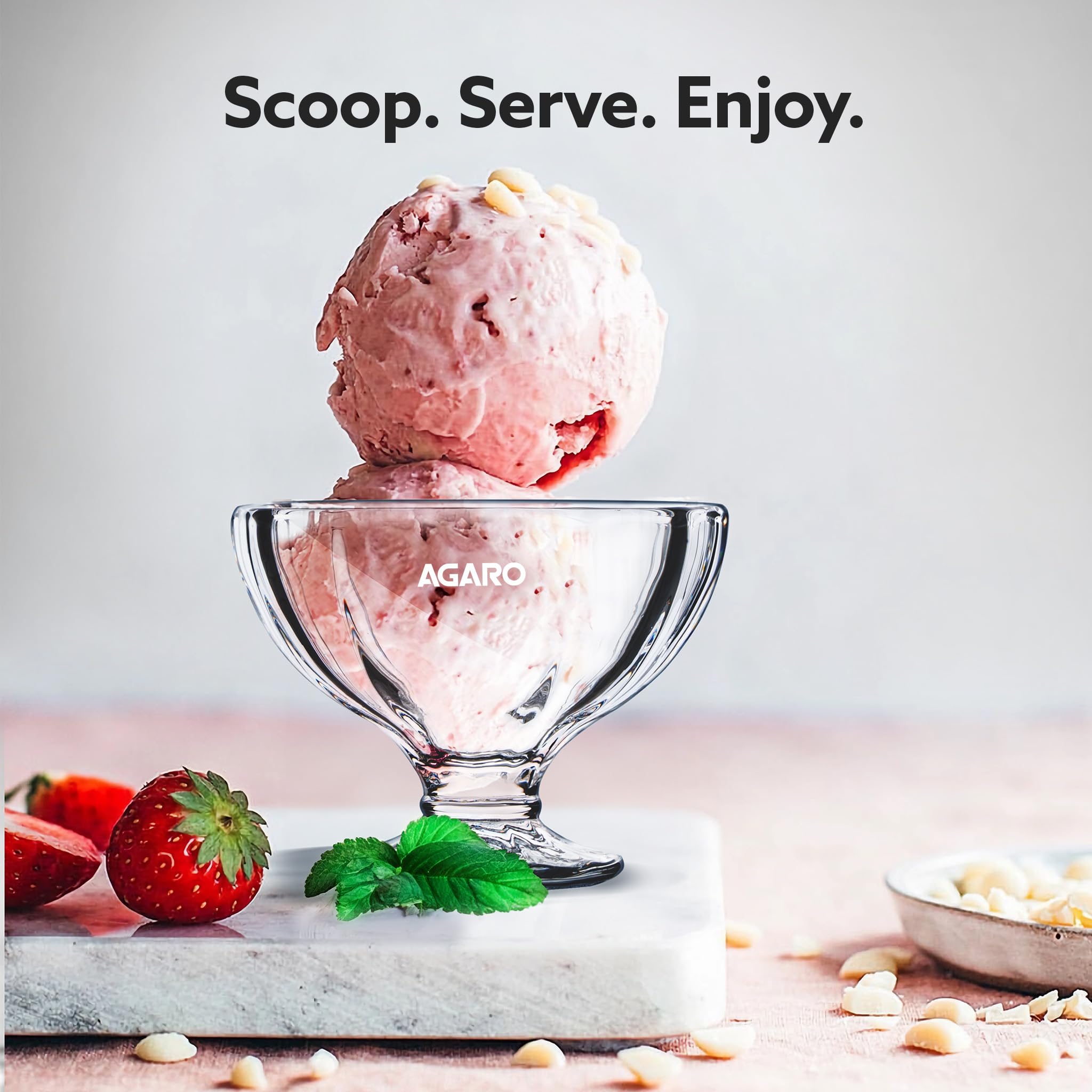 Agaro Glass Elegant Ice Cream Bowl 140Ml Set Of 6, Ice Cream Bowl, Dessert Cup For Sundae, Sweets, Snacks, Fruit, Pudding, Nuts