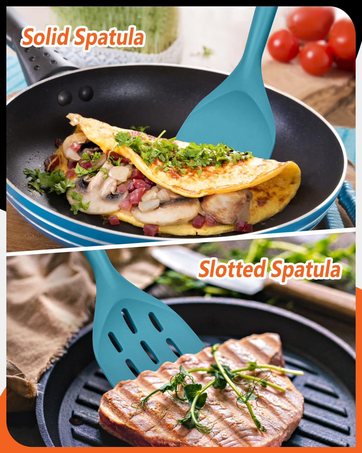 Pack Of 2 Silicone Spatula, Non Stick Cooking Utensil Set Wooden Handle Kitchen Turner For Baking Mixing Grilling Serving Food H