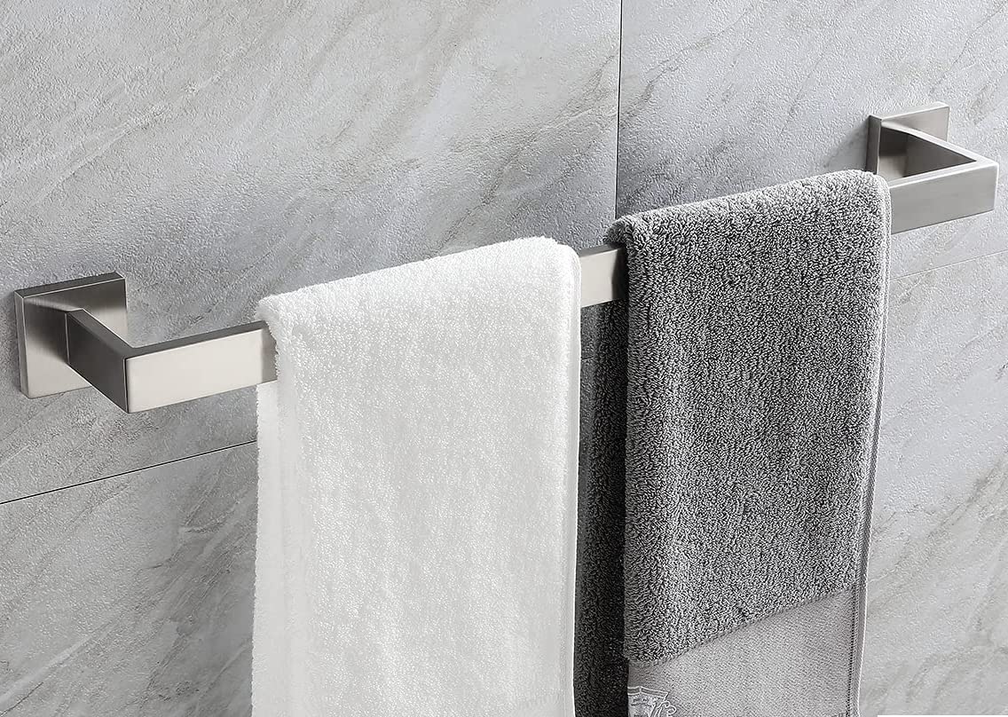 24 Inch Towel Bar For Bathrooms 12/16/24/28/32/36 Inch Stainless Steel 304 Brushed Nickel Towel Holder Modern Square Towel Rod R