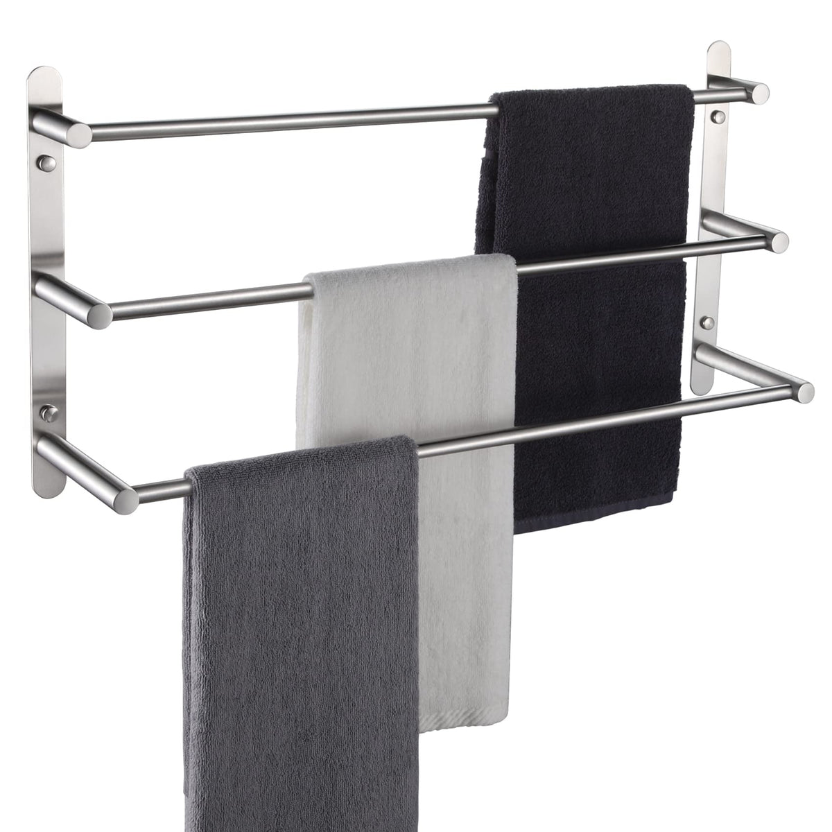 Kokosiri Bath Towel Bars Stainless Steel Bathroom 3-Tiers Ladder Towel Rack Wall Mount Towels Shelves, Brushed Nickel, B5002Br