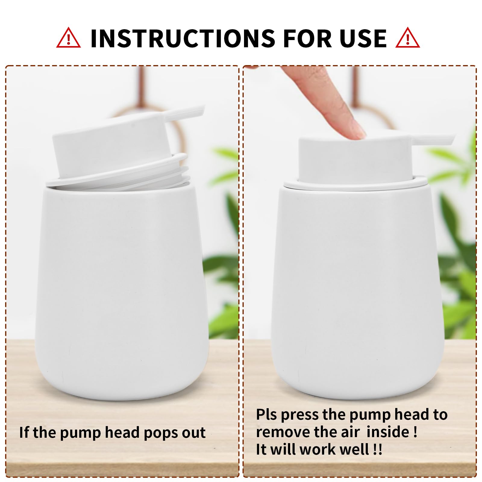 Toozfo Soap Foaming Dispenser Ceramic With Easy-To-Press Pump Hand Foam Dispenser For Shampoo Bathroom Kitchen 12 Oz