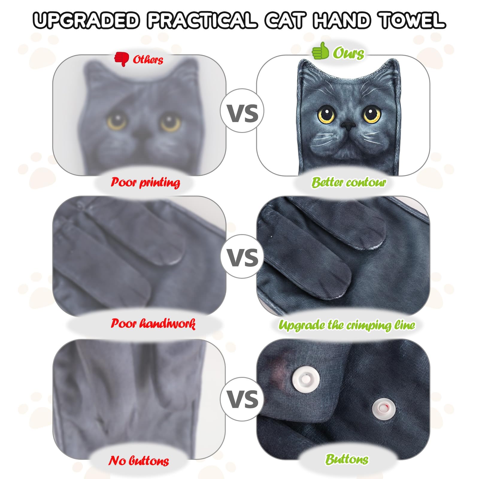 Openhahaha Cat Hand Towels for Bathroom Funny Cat Kitchen Towels Decorative  Cat Towel Absorbent Soft  Cat Gifts for Women/Cat Lovers