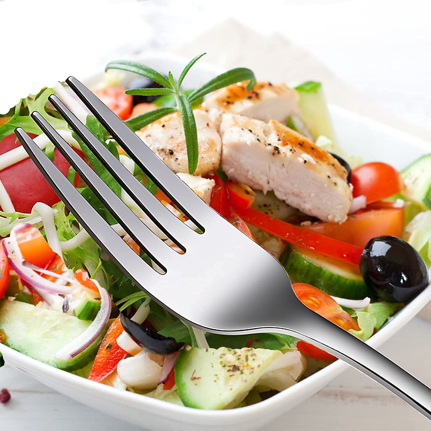 Forks, Dinner Forks, Set Of 5 Top Food Grade Stainless Steel Silverware Forks, Table Forks, Flatware Forks,8 Inches, Mirror Fini