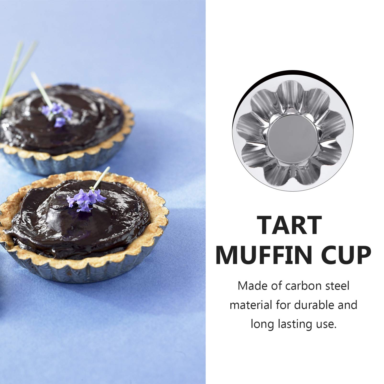 Luxshiny 6pcs Nonstick Tart Tins, Stainless Steel, Silver, Size 1 - Ideal for DIY Baking and Desserts