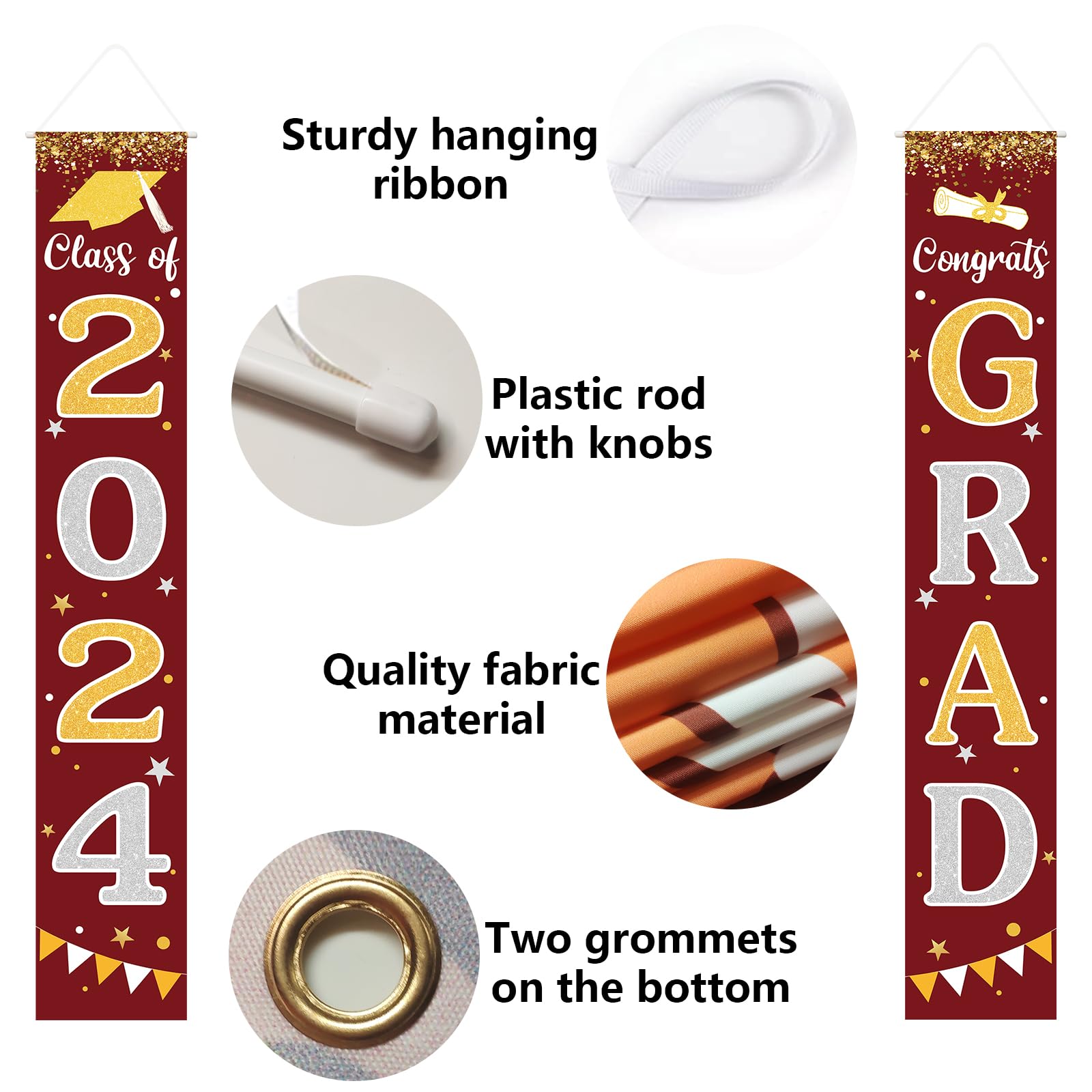 Graduation Decorations 2024 Grad Banner Maroon Graduation Party Decorations 2024 Porch Door Welcome Banners For Class School