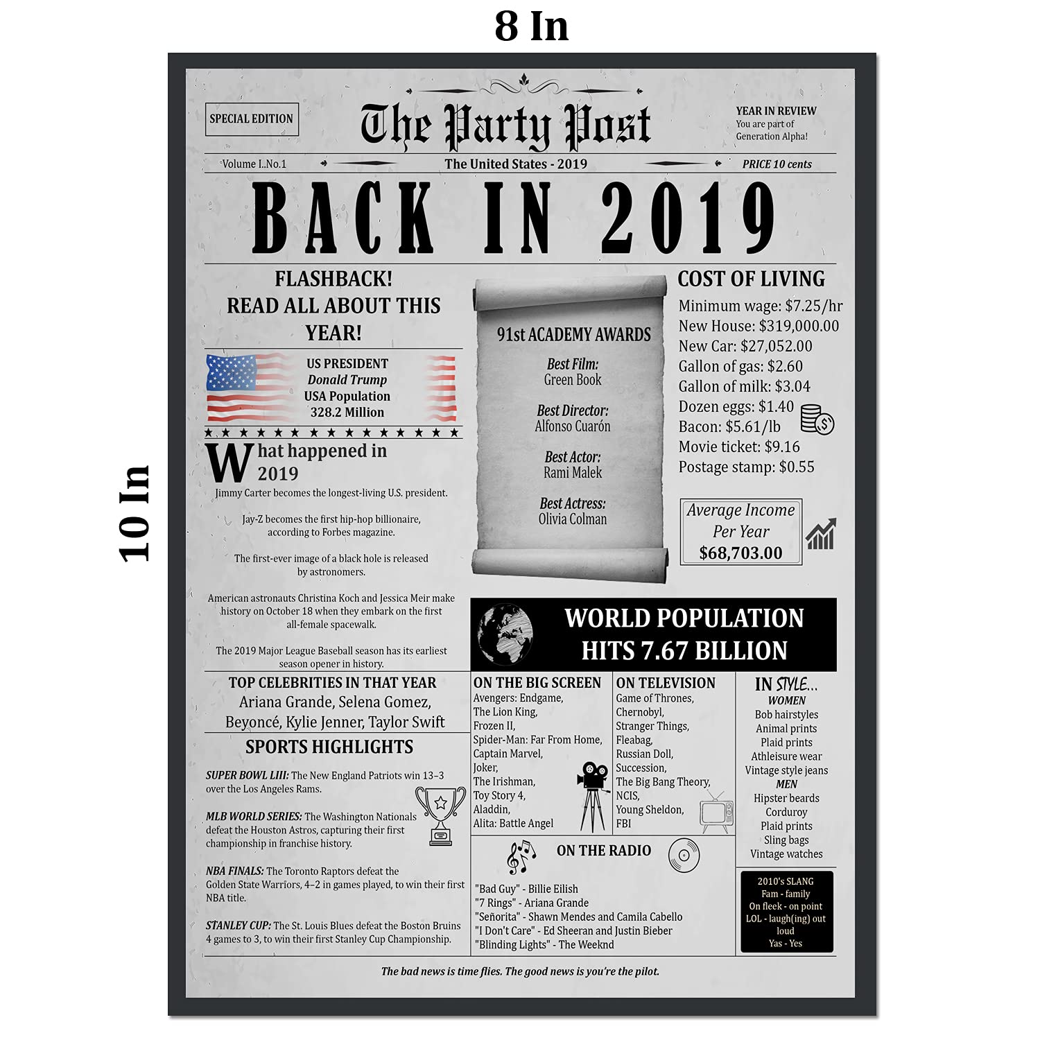 6Th Birthday Poster 8 X 10 Party Sign - Born 6 Years Ago Table Party Supplies. Back In 2019 Home Decor Bday Card. Wedding Annive