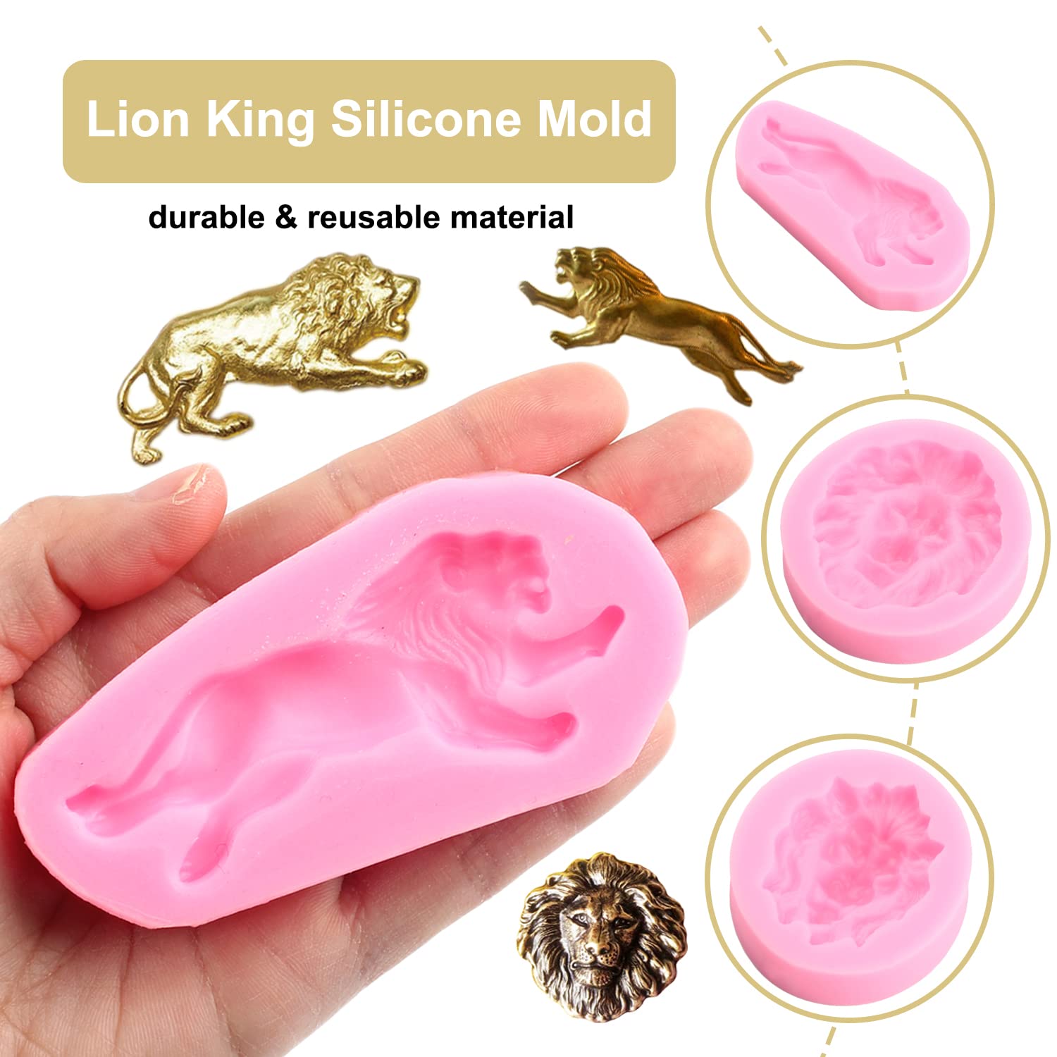 Zixiang 3D Lion Silicone Molds Lion Head Fondant Mold For Cake Decorating Cupcake Topper Chocolate Gum Paste Candy Clay Soap Can