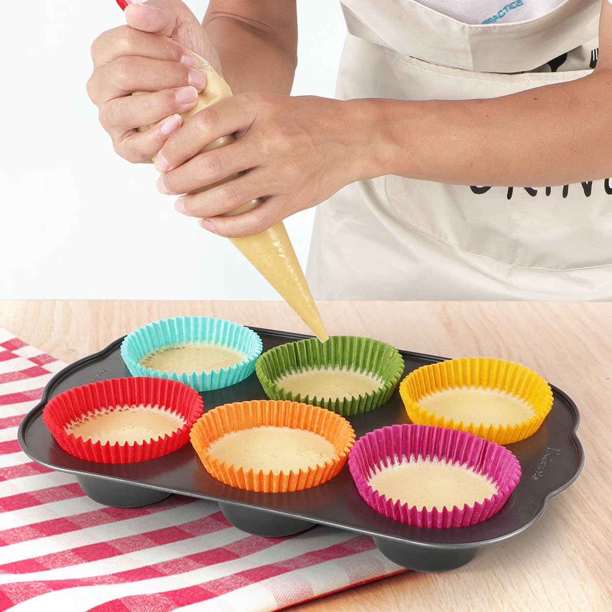 Caperci Rainbow Mini Cupcake Liners Colorful Muffin Baking Cups 350-Count, Odorless, Upgraded & Food Grade Grease-Proof Paper