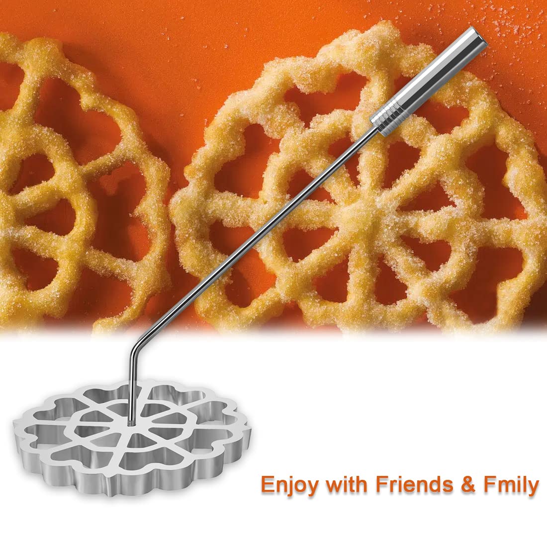 Bunuelos Mold With Handle,Rosette Timbale Iron Set Aluminum Waffle Molds With Handle,Funnel Cake Ring,Molde Para Buuelos De Vien