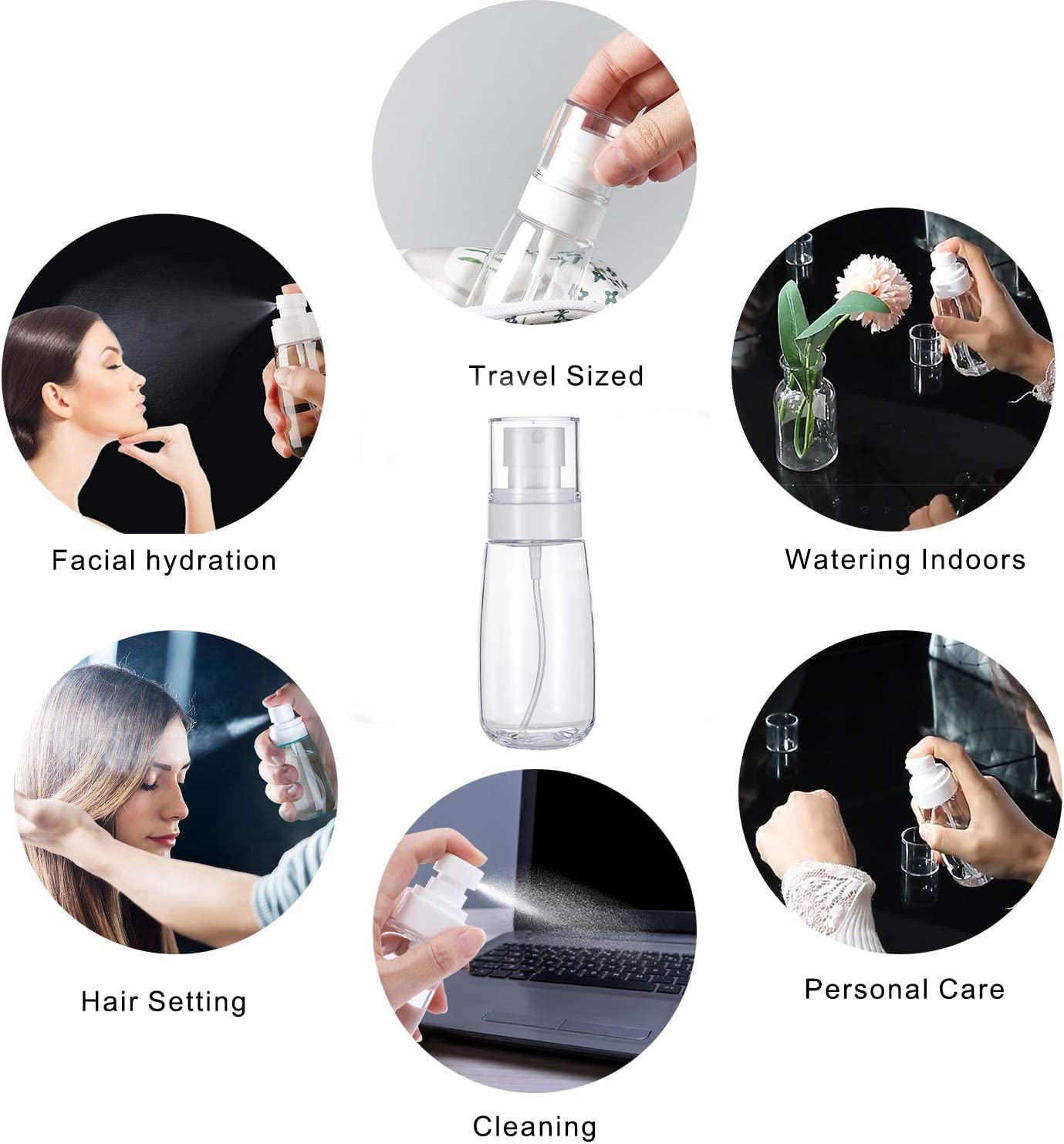 Toserspbe Empty Fine Mist Spray Bottle Travel Refillable Perfume Container Small Cosmetic Plastic Bottle For Face Hair Makeup 2