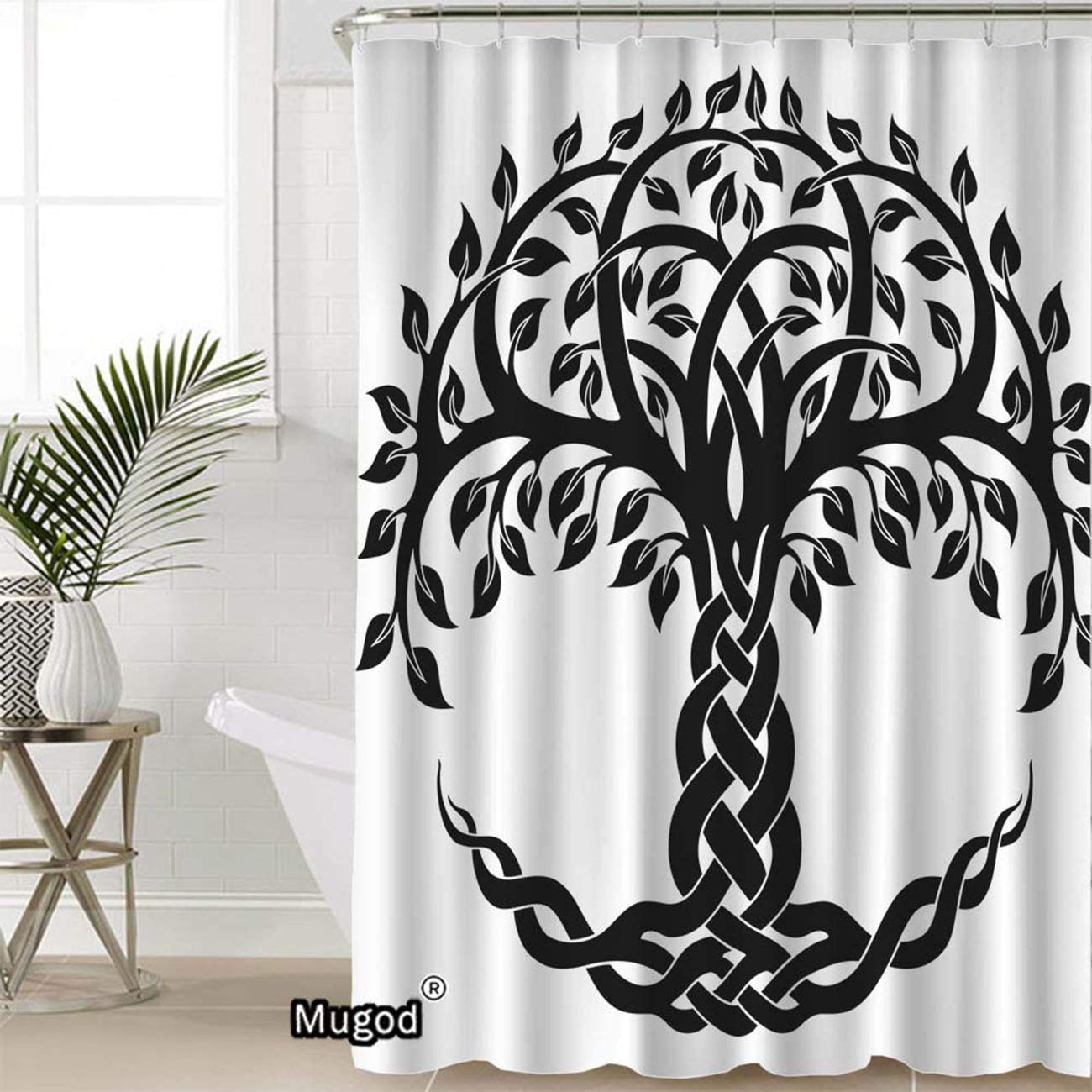 Mugod Celtic Tree Of Life Shower Curtains Decorative Round Celtic Tree Of Life Vector Ornament Decorative Bathroom Waterproof Fa