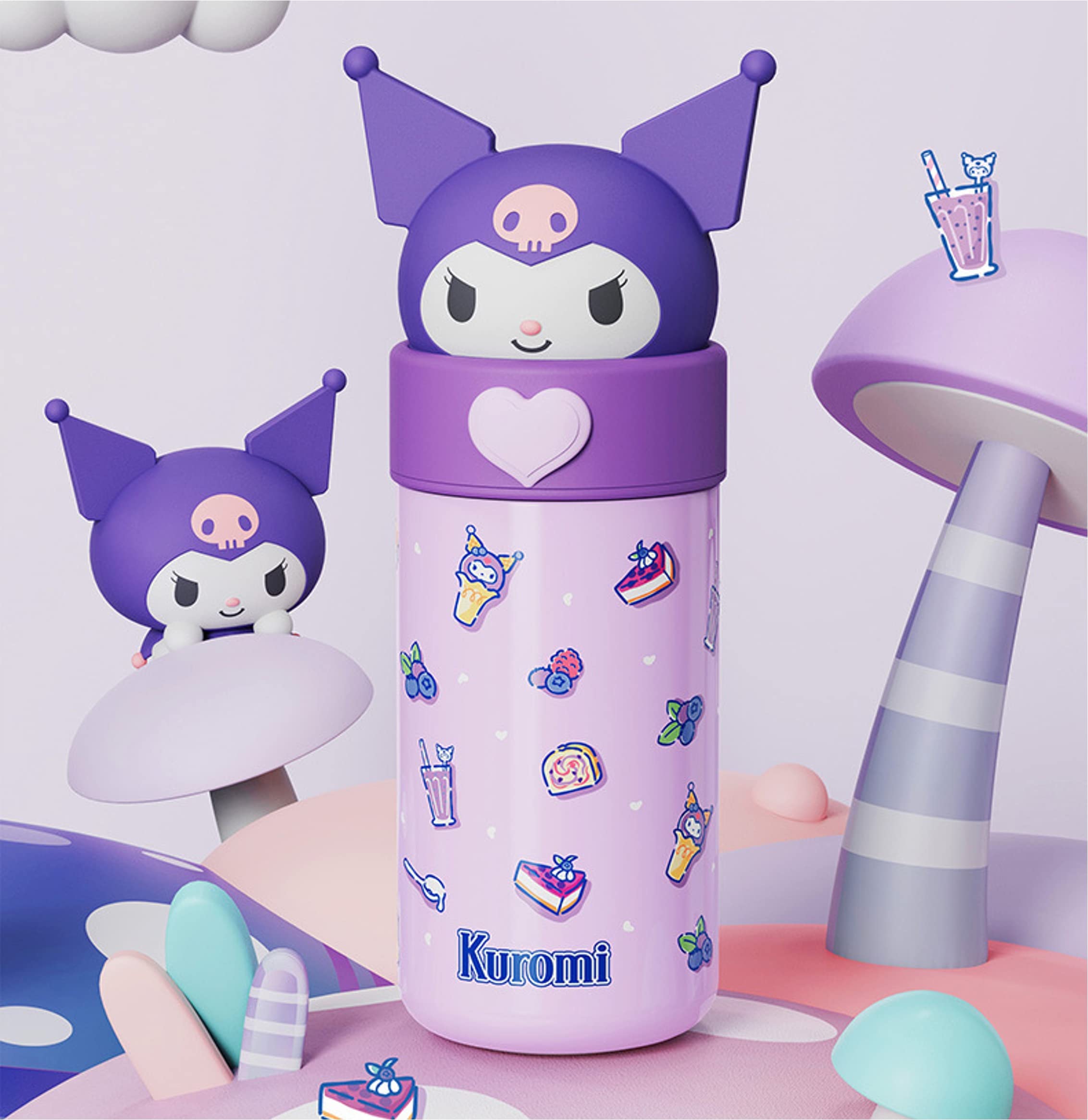 Everyday Delights Kuromi Stainless Steel Insulated Water Bottle 350Ml - Purple