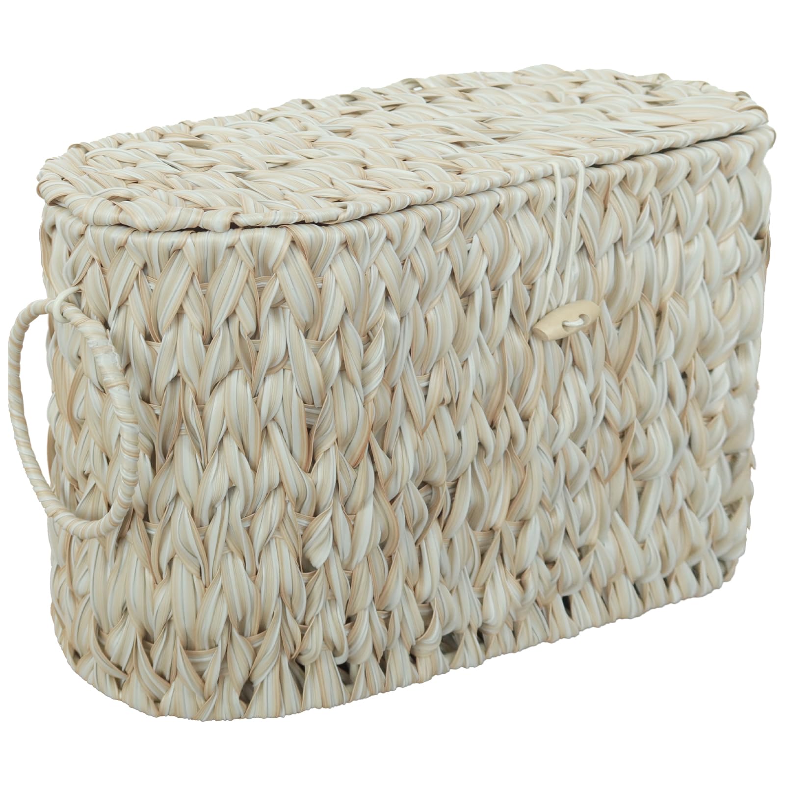 Coeusy Toilet Paper Basket,Wicker Toilet Paper Storage With Lid,Toilet Paper Storage Bin Container With Handle,Decorative Boho B