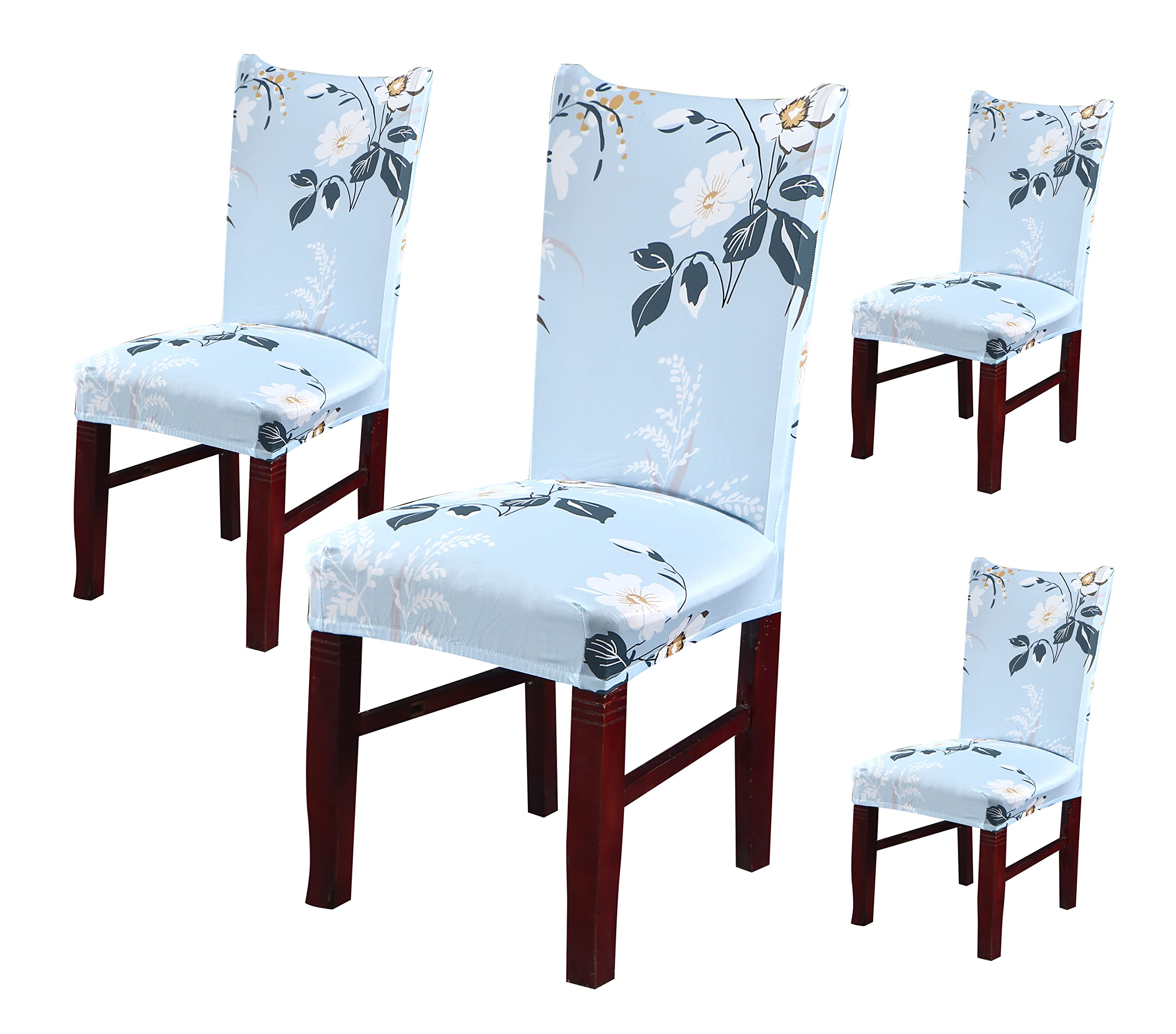 House Of Quirk Elastic Chair Cover Stretch Removable Washable Short Dining Chair Cover Protector Seat Slipcover (Pack Of 4, Skyb