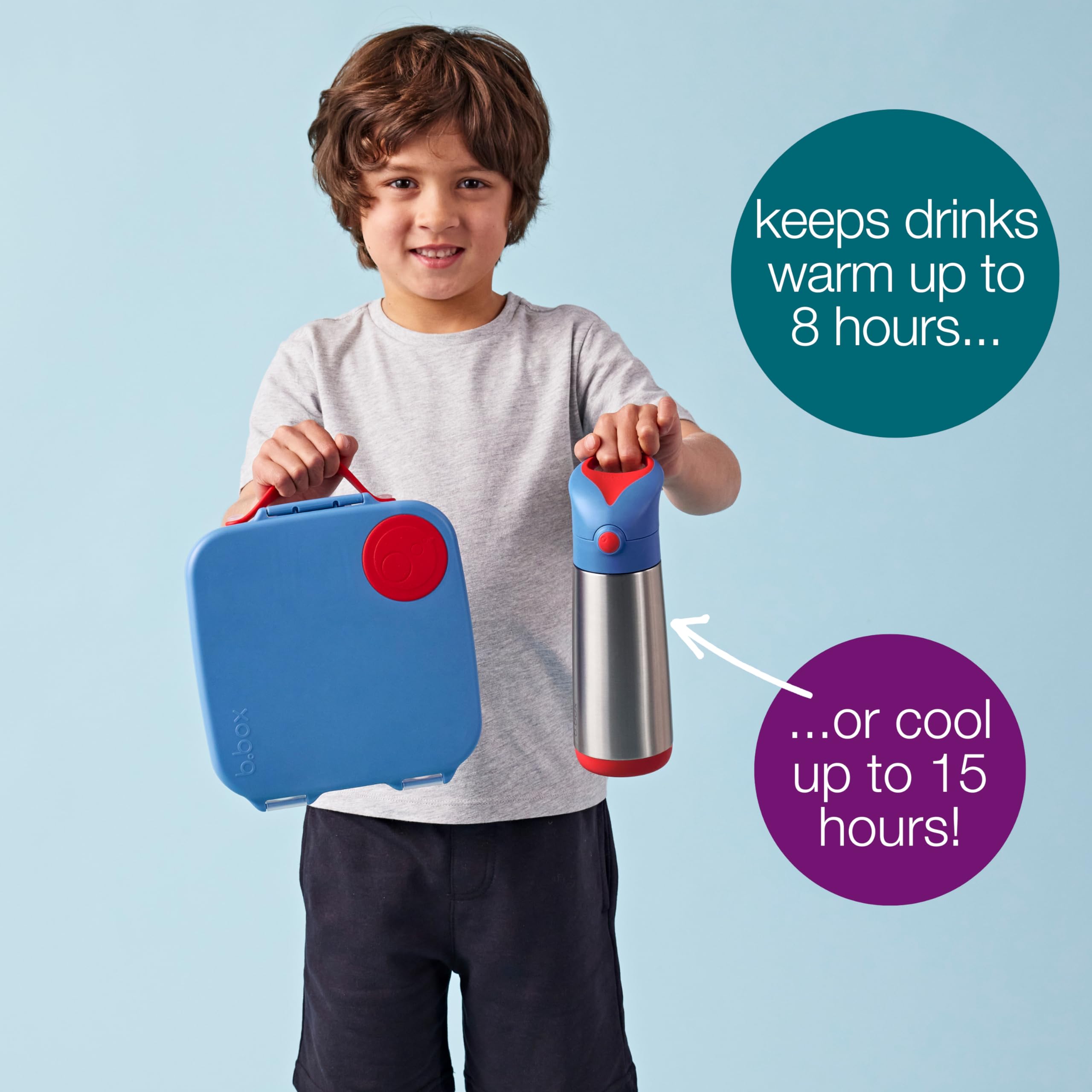 B.Box 16.9 Oz Insulated Water Bottle: Keeps Drinks Cold Up To 15 Hours, Warm Up To 8 Hours. Triple Wall Stainless Steel Kids Wat