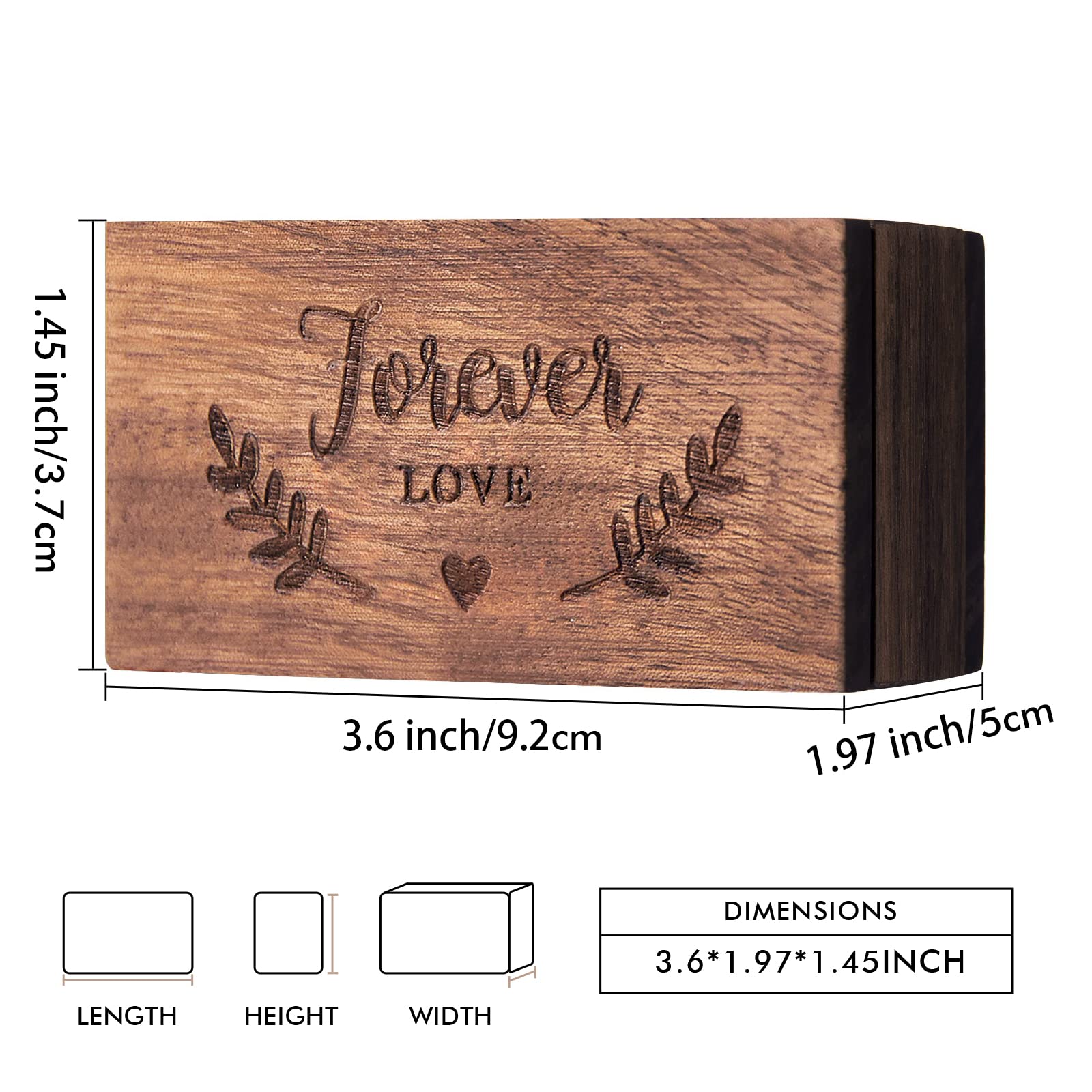AW BRIDAL Ring Bearer Box Wedding Ring Box Walnut Wood Ring Organizer for Jewelry Wedding Engagement Gift for Couple Proposal
