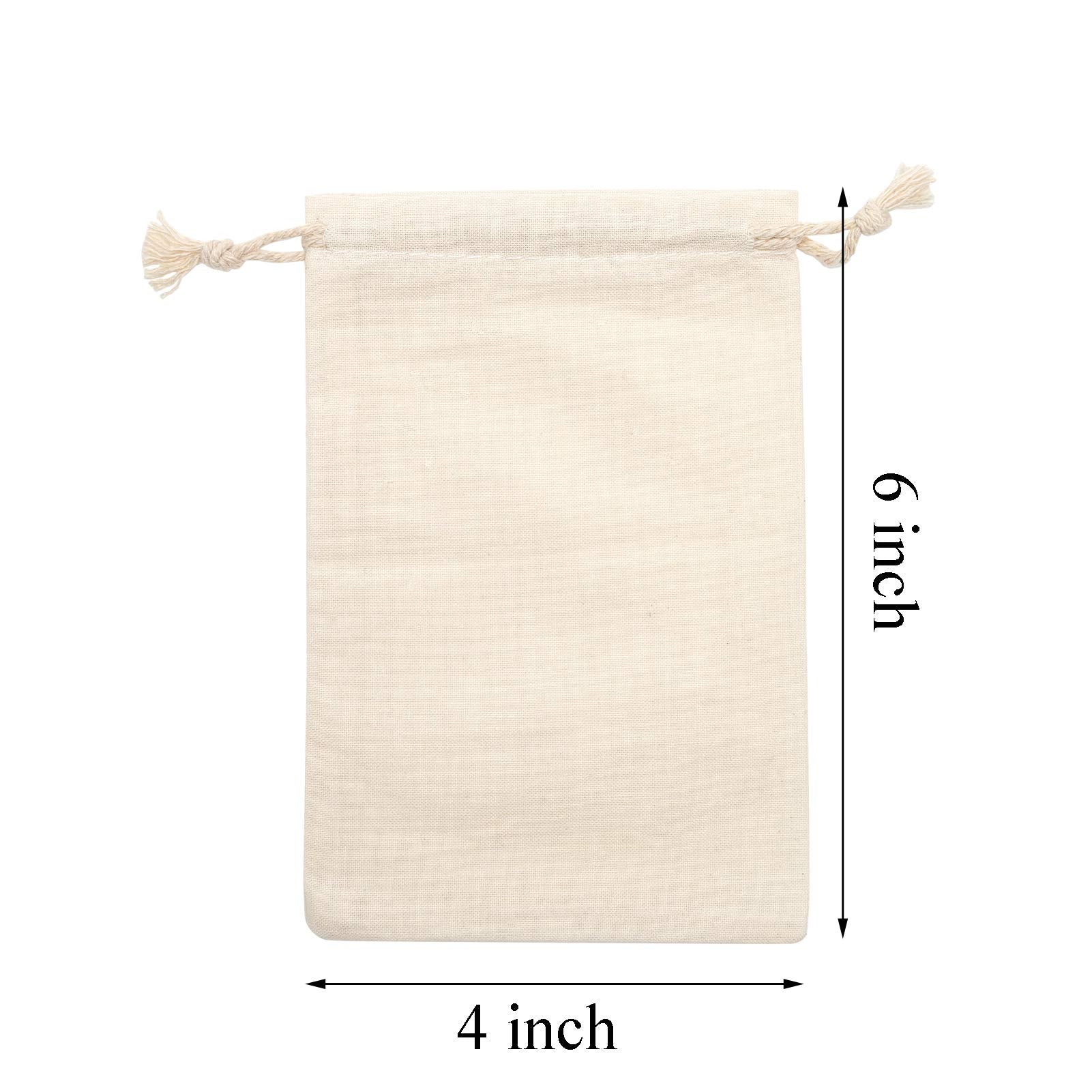 Tendwarm 50 Pieces 4X6 Inches Cotton Drawstring Bags Reusable Muslin Sachet Bag For Party Wedding Storage Home Supplies