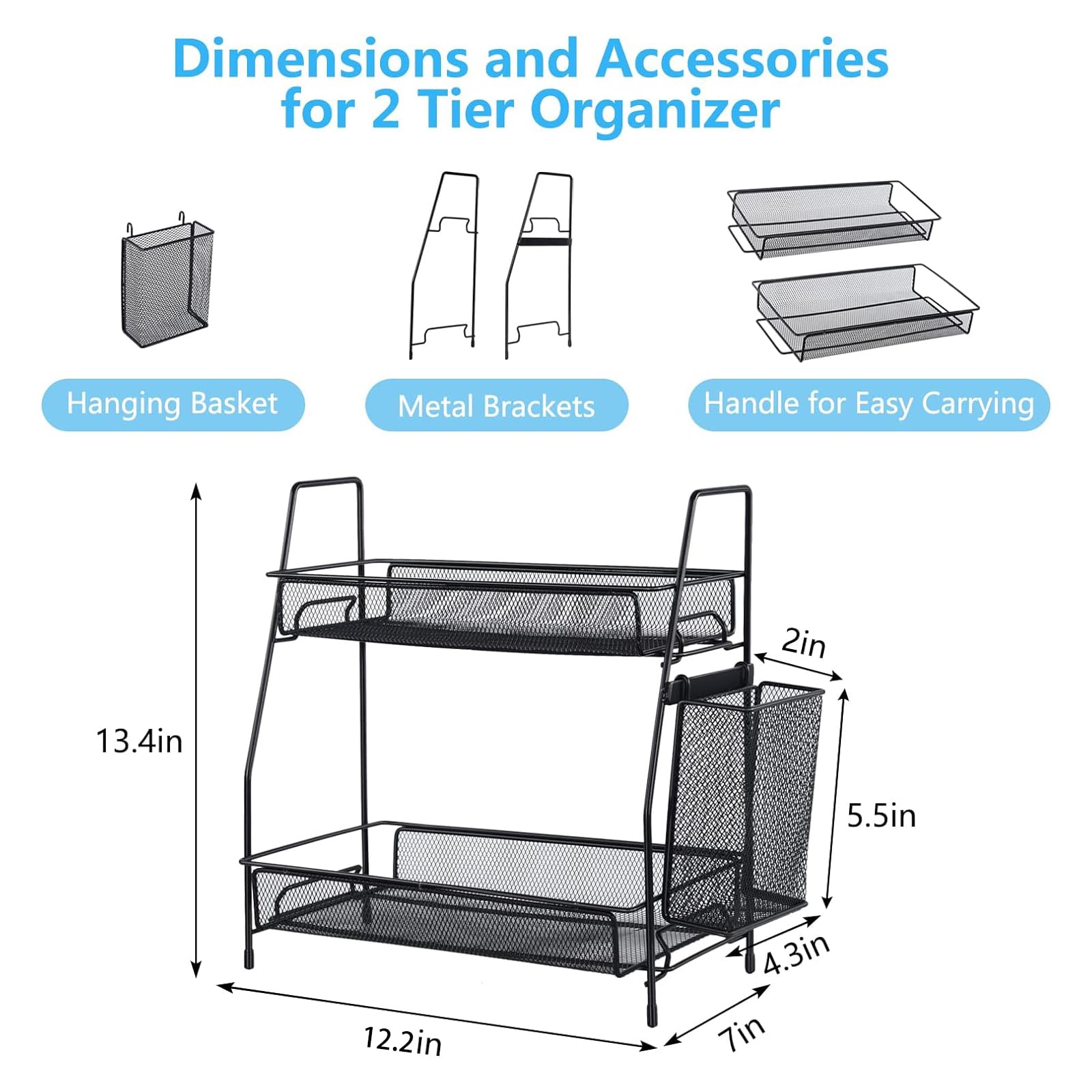 LEMIKKLE Countertop Organizer for Bathroom Counter, The Organizer for Bedroom, Spice Rack Organizer for Kitchen Counter Shelf wi