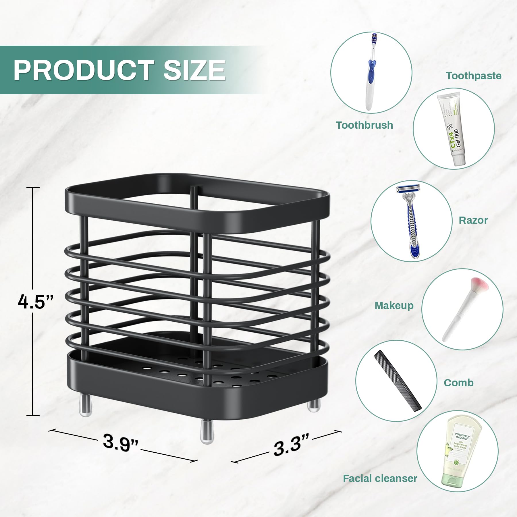 Electric Toothbrush Holder For Bathroom, Black Tooth Brush Holder For Shower, Toothpaste Organizer Cup Caddy Stand Tray, Kids Ba