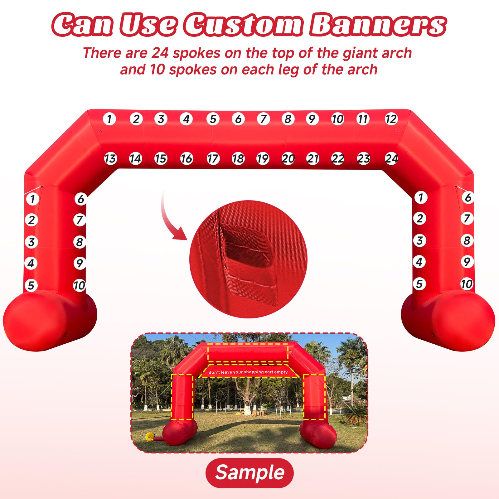 Cinnliy 33Ft Inflatable Archway,Red Inflatable Start and Finish Arch Outdoor,Sport Blow up Arch Inflatable for Race Outdoor Spor