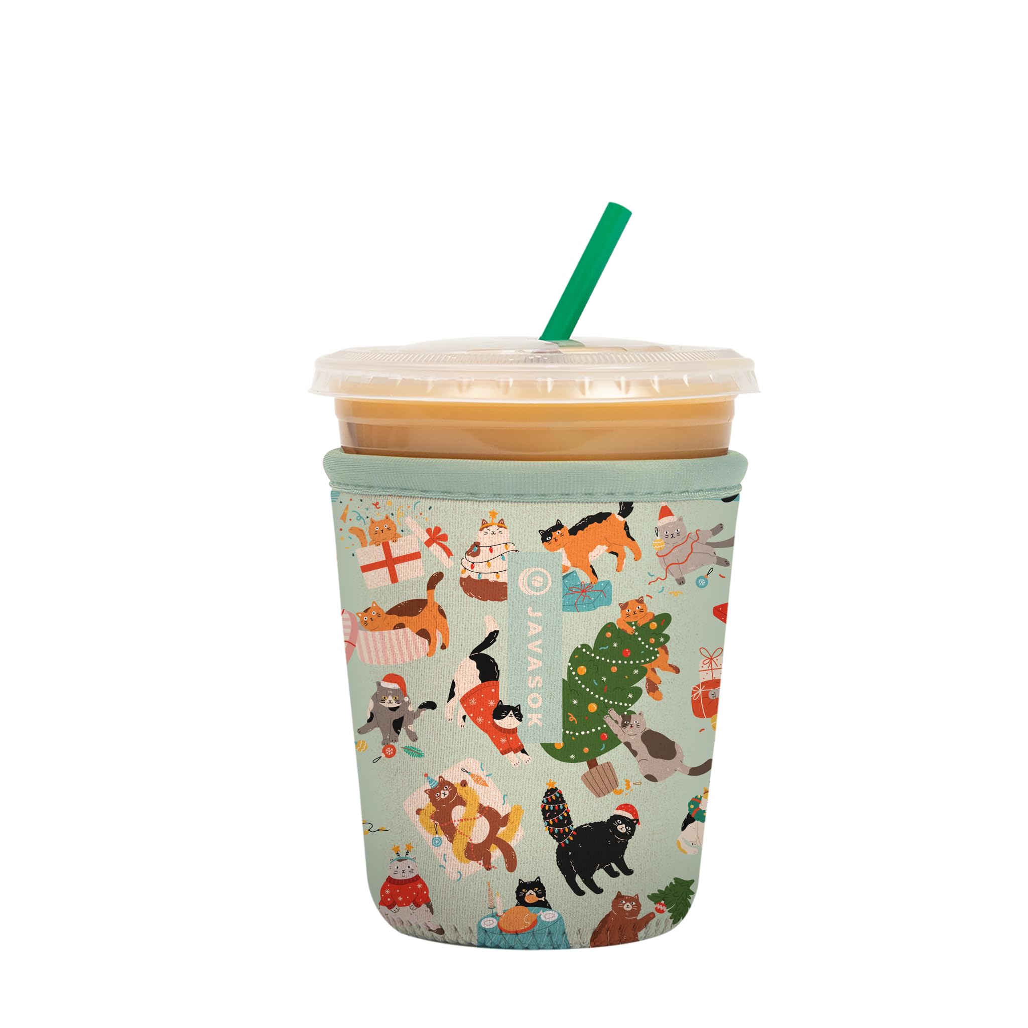 Sok It JavaSok Iced Coffee & Cold Soda Insulated Neoprene Cup Sleeve (Meowy Mayhem, Small: 16-20oz)
