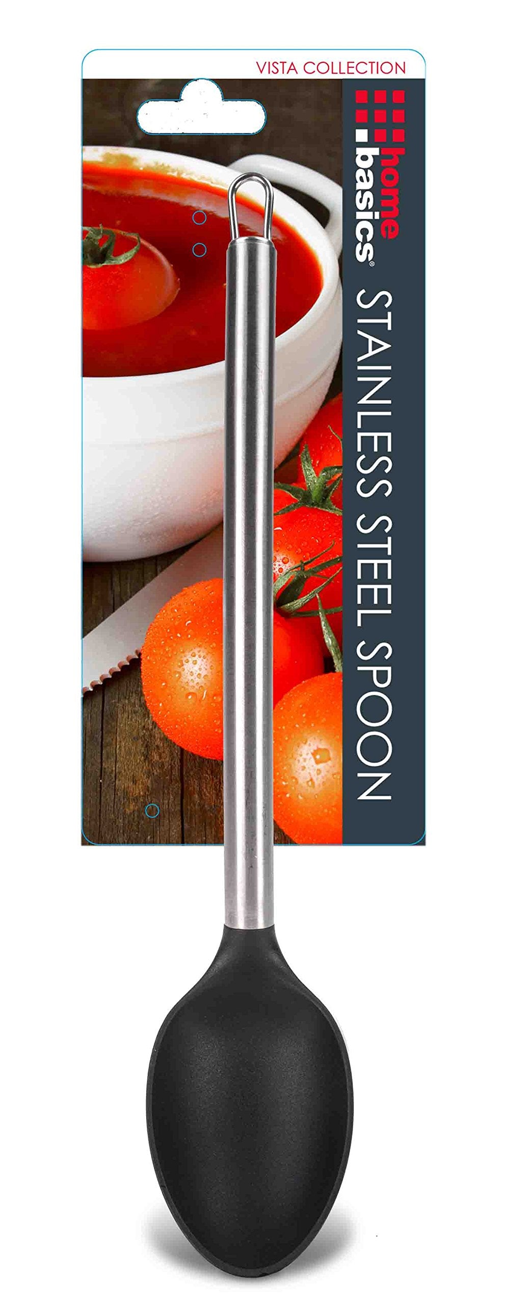 Home Basics Spoon Stainless Steel Vista Collection Kitchen Tools, Black