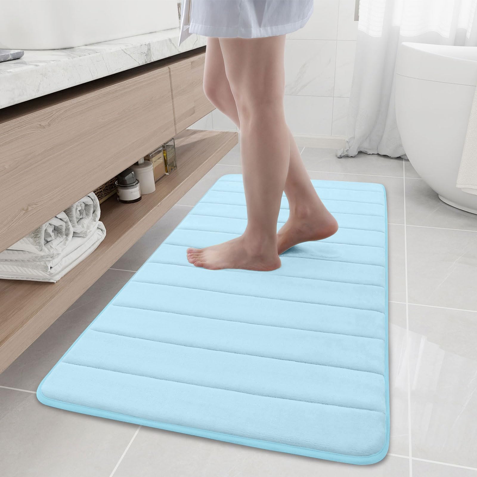 Buganda Memory Foam Bath Mat, 47 x 20, Ultra Soft and Non-Slip Bathroom Rugs, Water Absorbent and Machine Washable Bath Rug Runn
