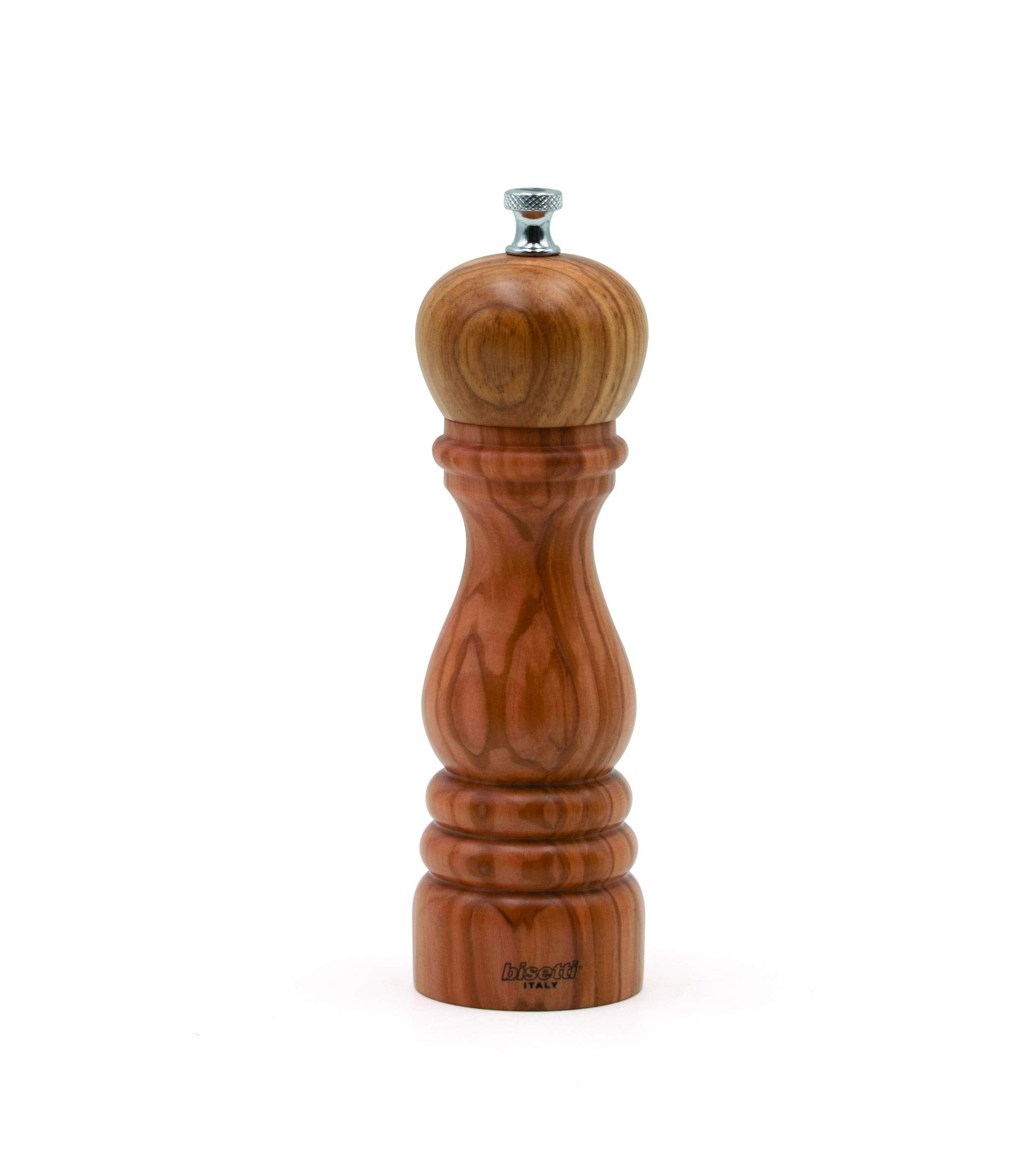 Bisetti Imperia Olive Wood Pepper Mill Grinder, 7.48 Inch