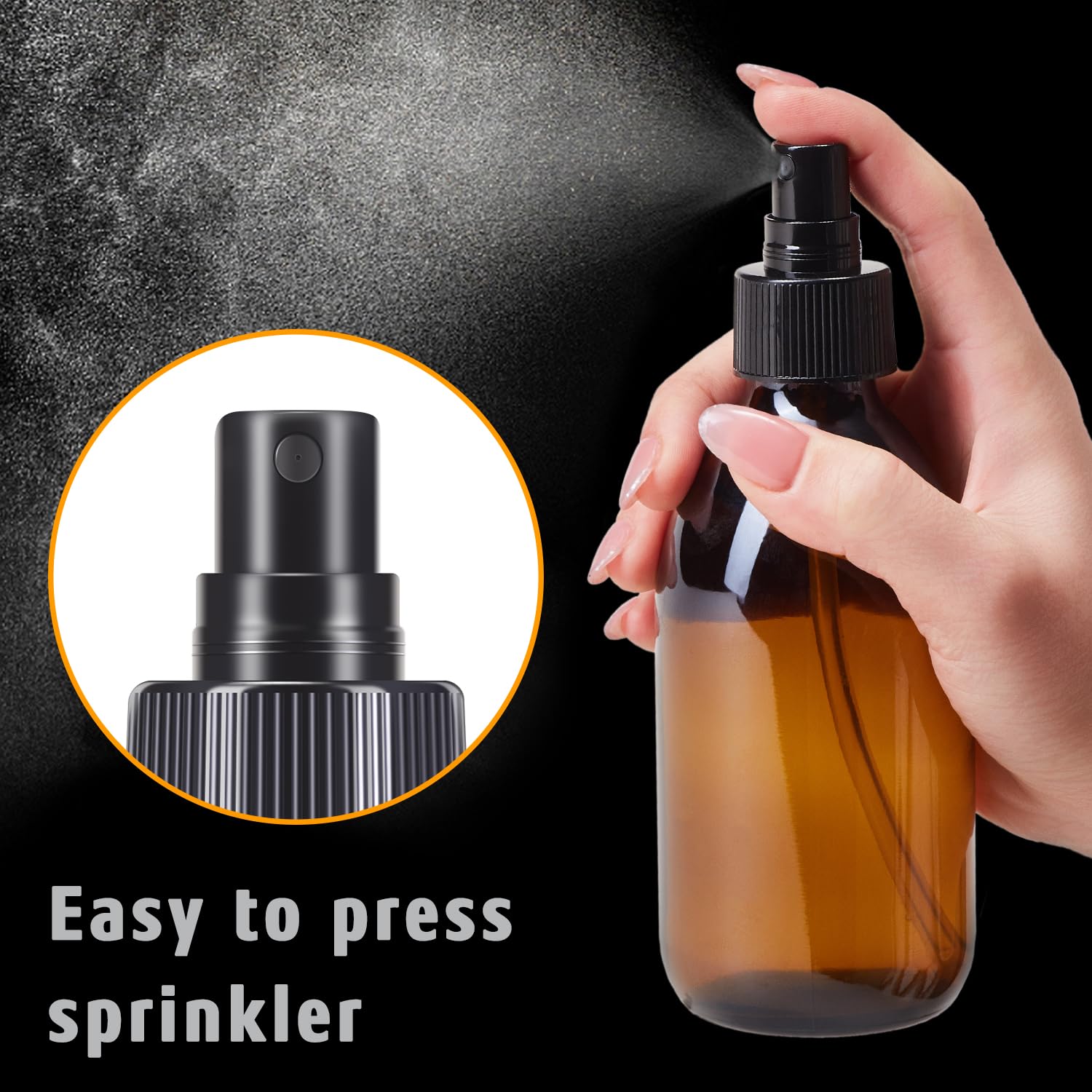 Tecohouse Amber Glass Spray Bottles 8.8 Oz, 2 Pack Empty Spray Bottle For Essential Oils, Small Glass Bottles For Cleaning Solut