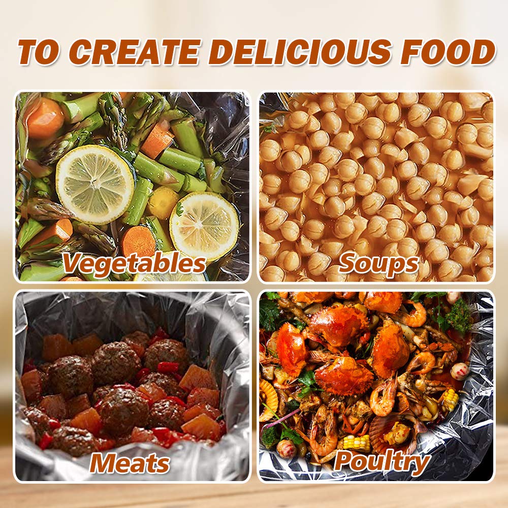 Wrapok Slow Cooker Liners Kitchen Disposable Cooking Bags Bpa Free For Oval Or Round Pot, Small Size 11 X 16 Inch, Fits 1 To 3 Q