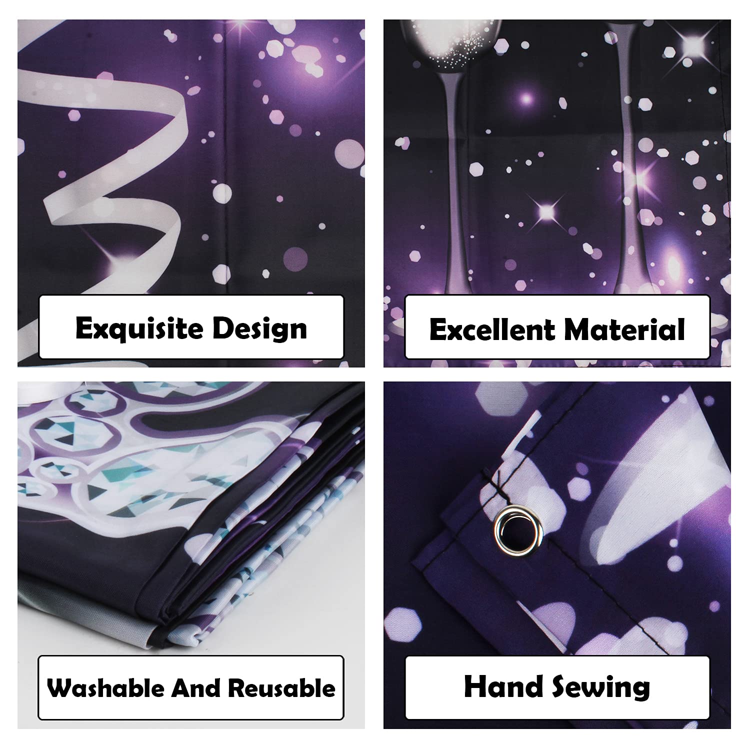 Hamigar 6X4Ft Happy 70Th Birthday Banner Backdrop - 70 & Fabulous Heels Birthday Decorations Party Supplies For Women - Purple