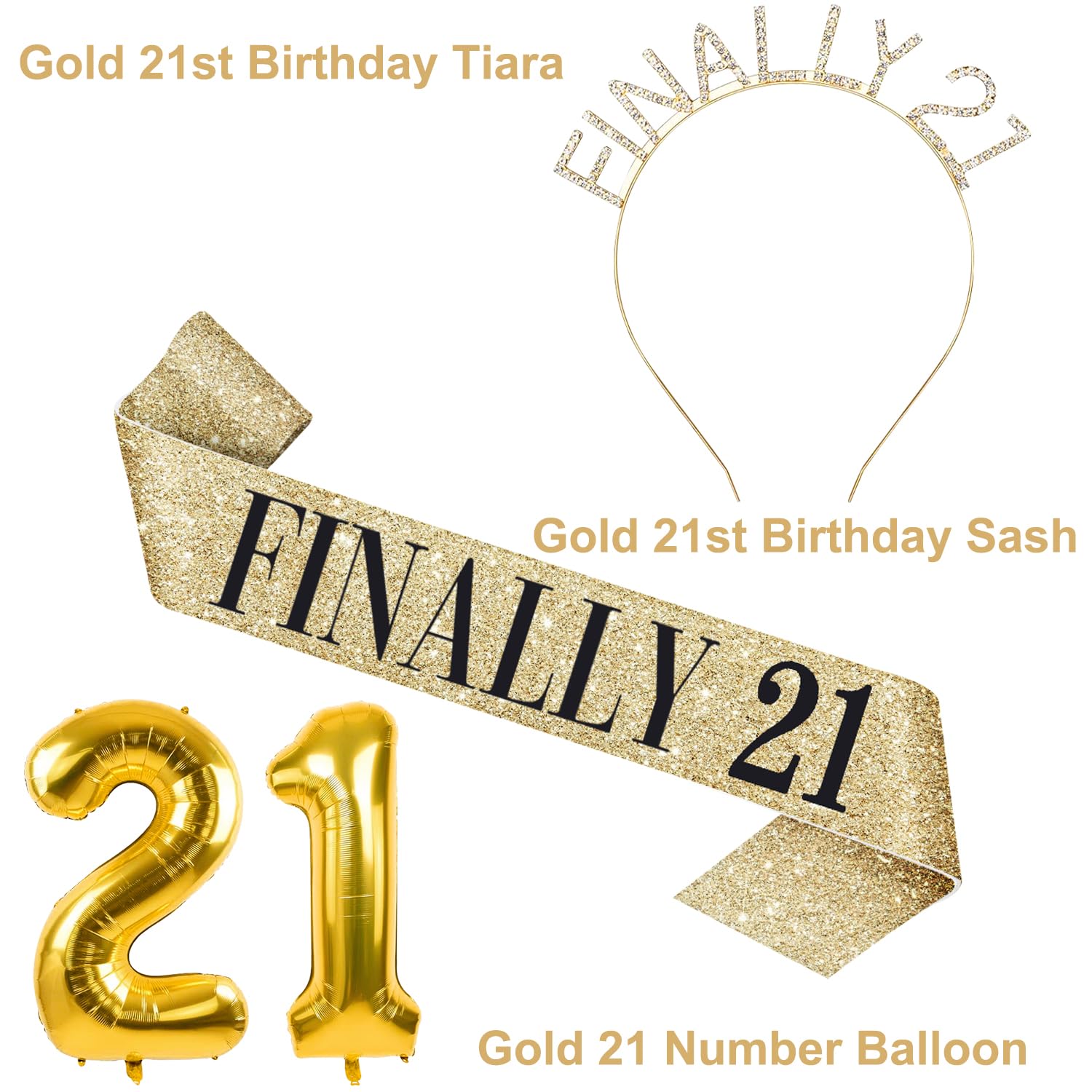 21St Birthday Decorations For Her Include 21St Birthday Sash And Rhinestone Finally 21 Headband / Tiara, 21 Birthday Candles And