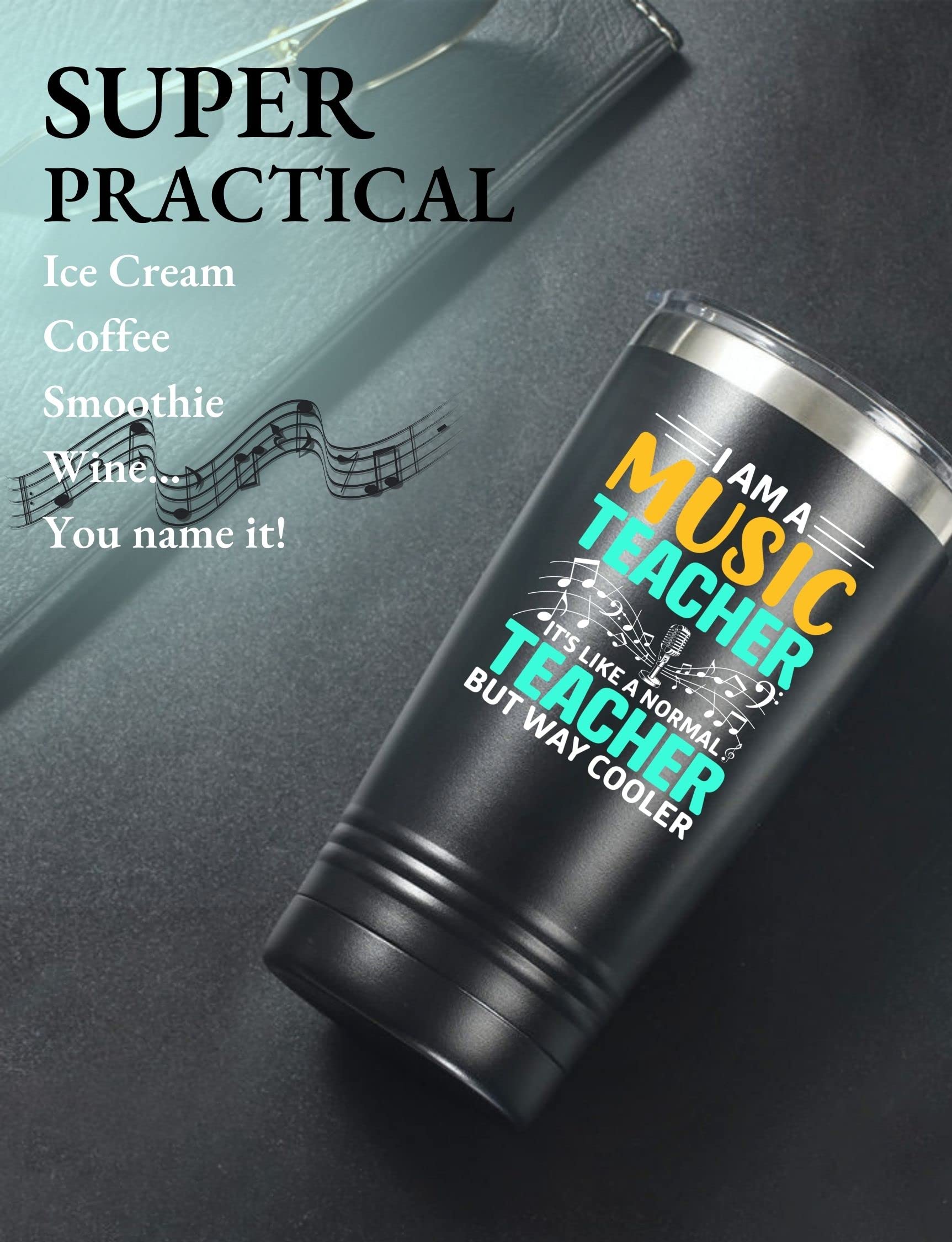 Onebttl Music Teacher Gifts Tumbler for Women Men Piano Band Teacher, 20oz Stainless Steel Mug with Lid and Straw for Teacher Ap